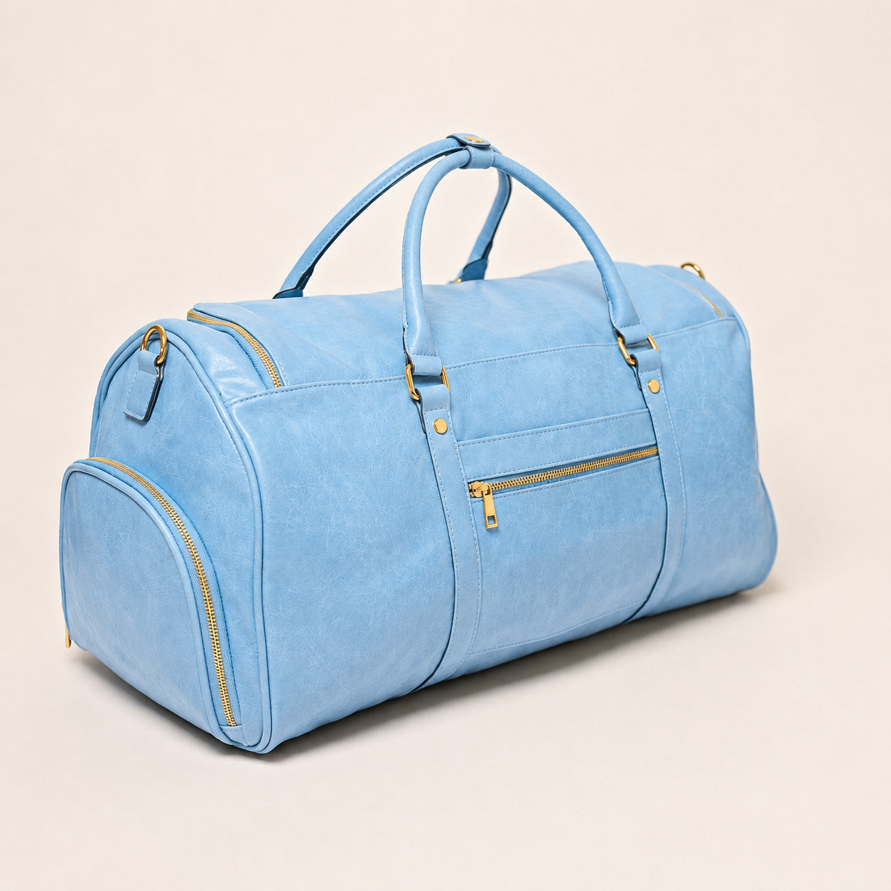Baby Blue Leather Duffle Bag - Sole Premise
