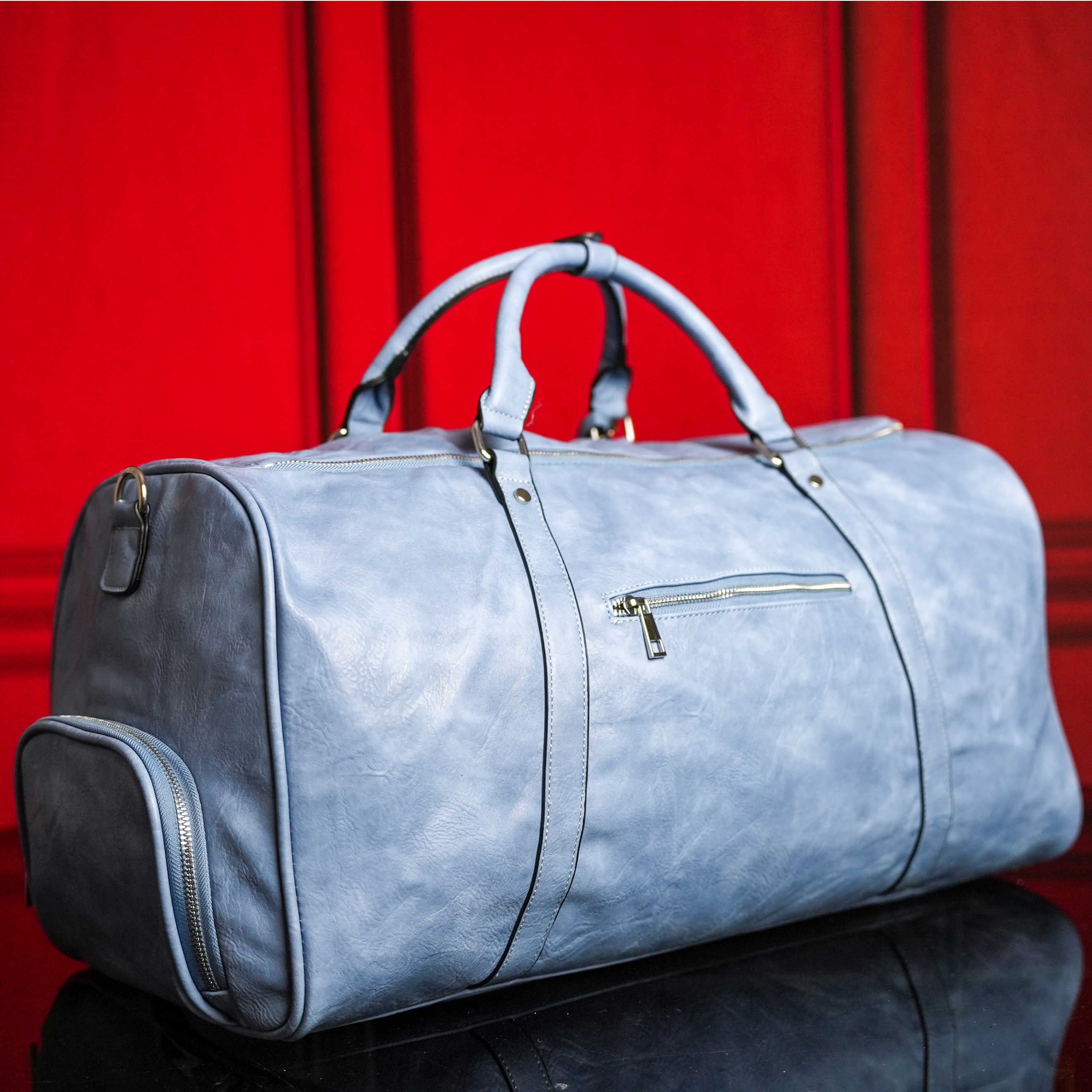 Baby Blue Luciano Leather Duffle Bag V2 - Sole Premise