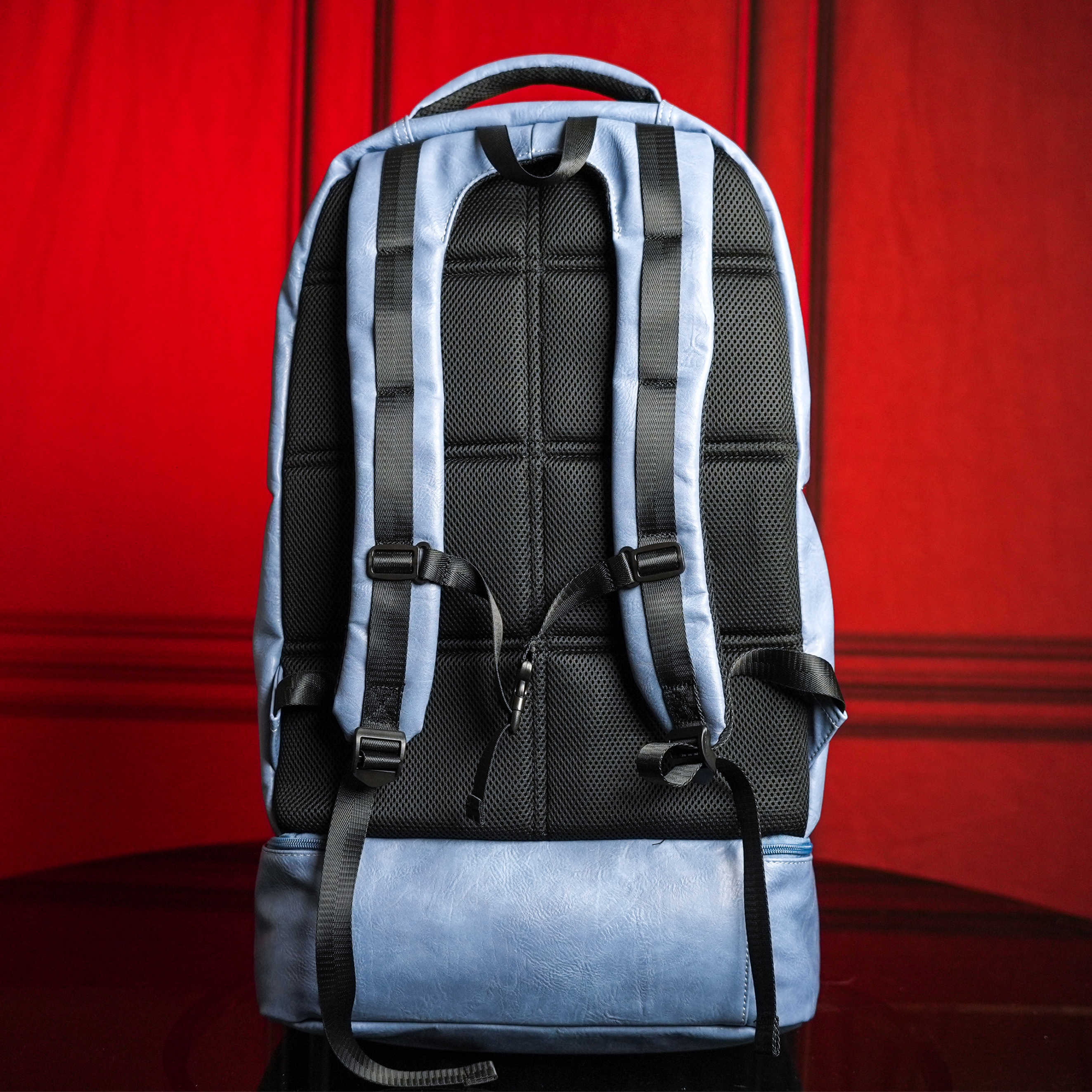 Baby Blue Leather Luxury Carry-On Backpack (Patented Signature Design) - Sole Premise