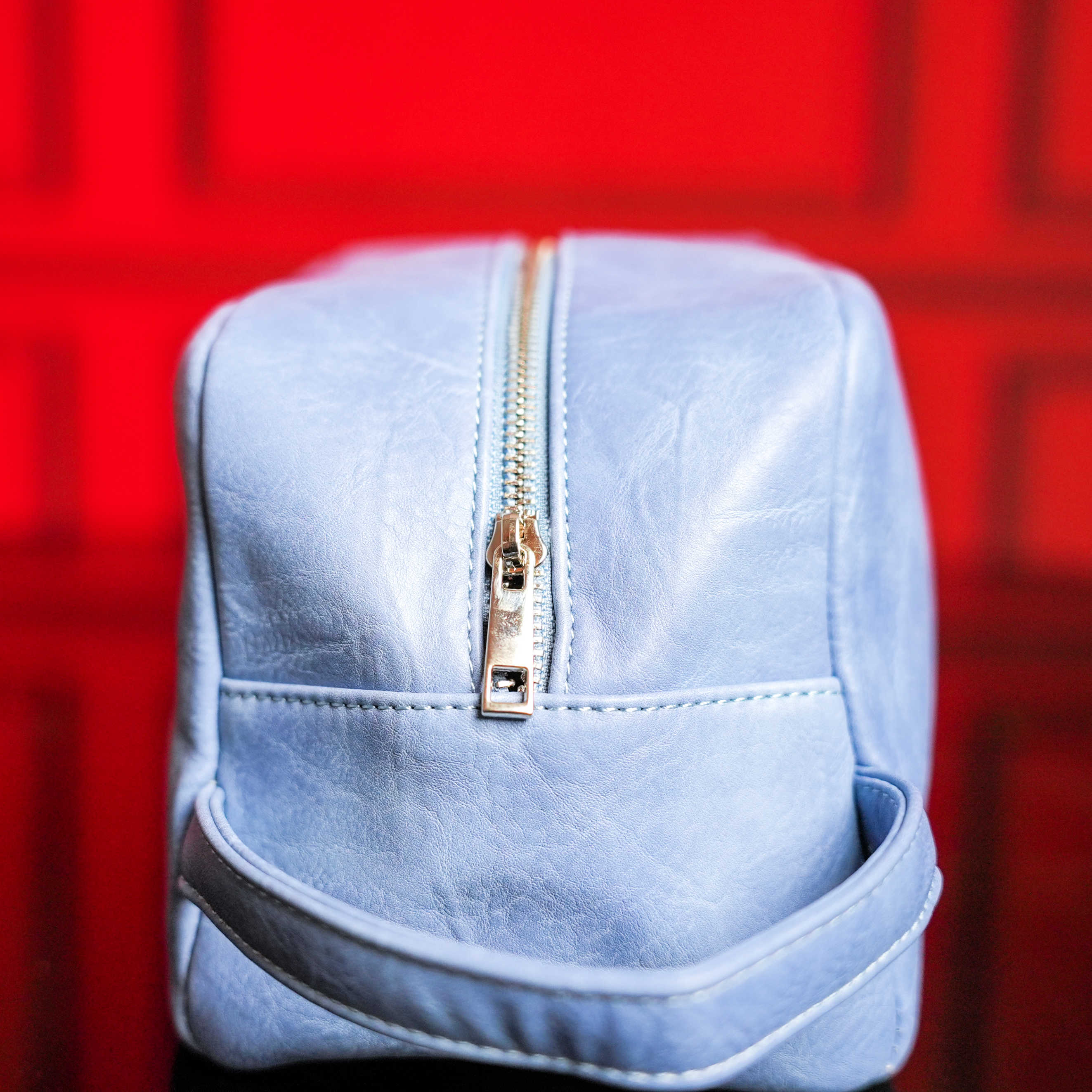 Baby Blue Leather Toiletry Bag - Sole Premise