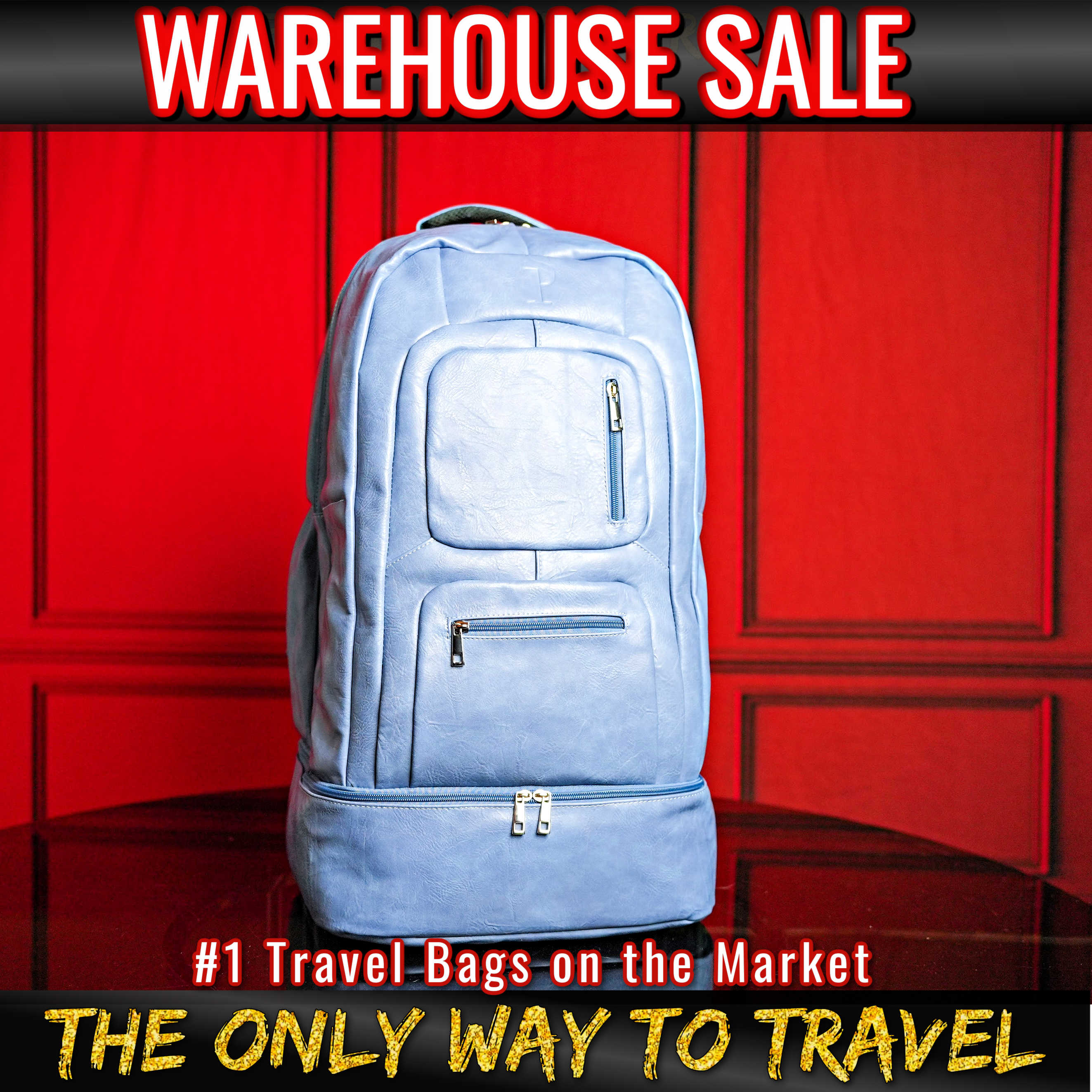 Baby Blue Leather Luxury Carry-On (Warehouse Sale)