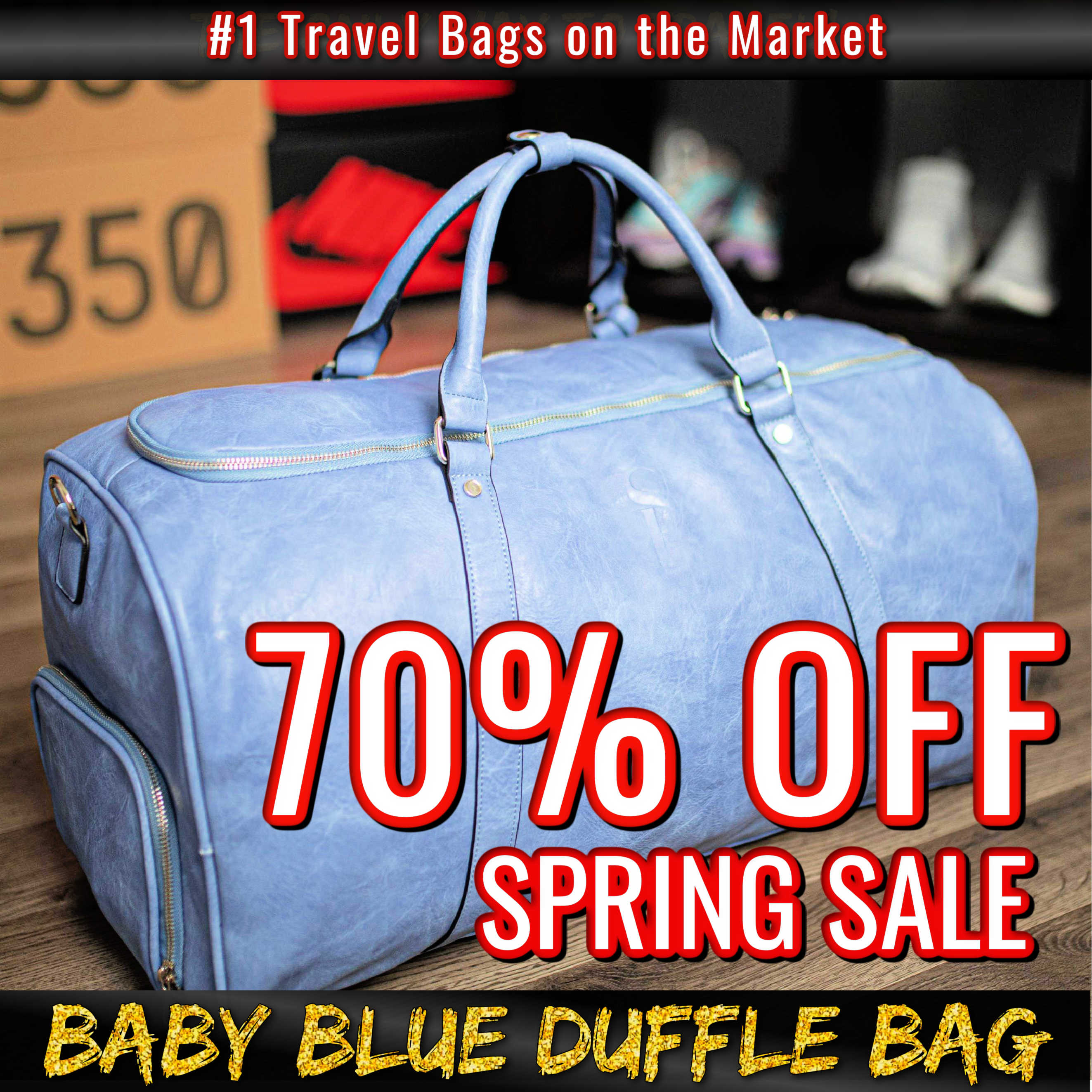 Baby Blue Luciano Leather Duffle (Spring Sale)