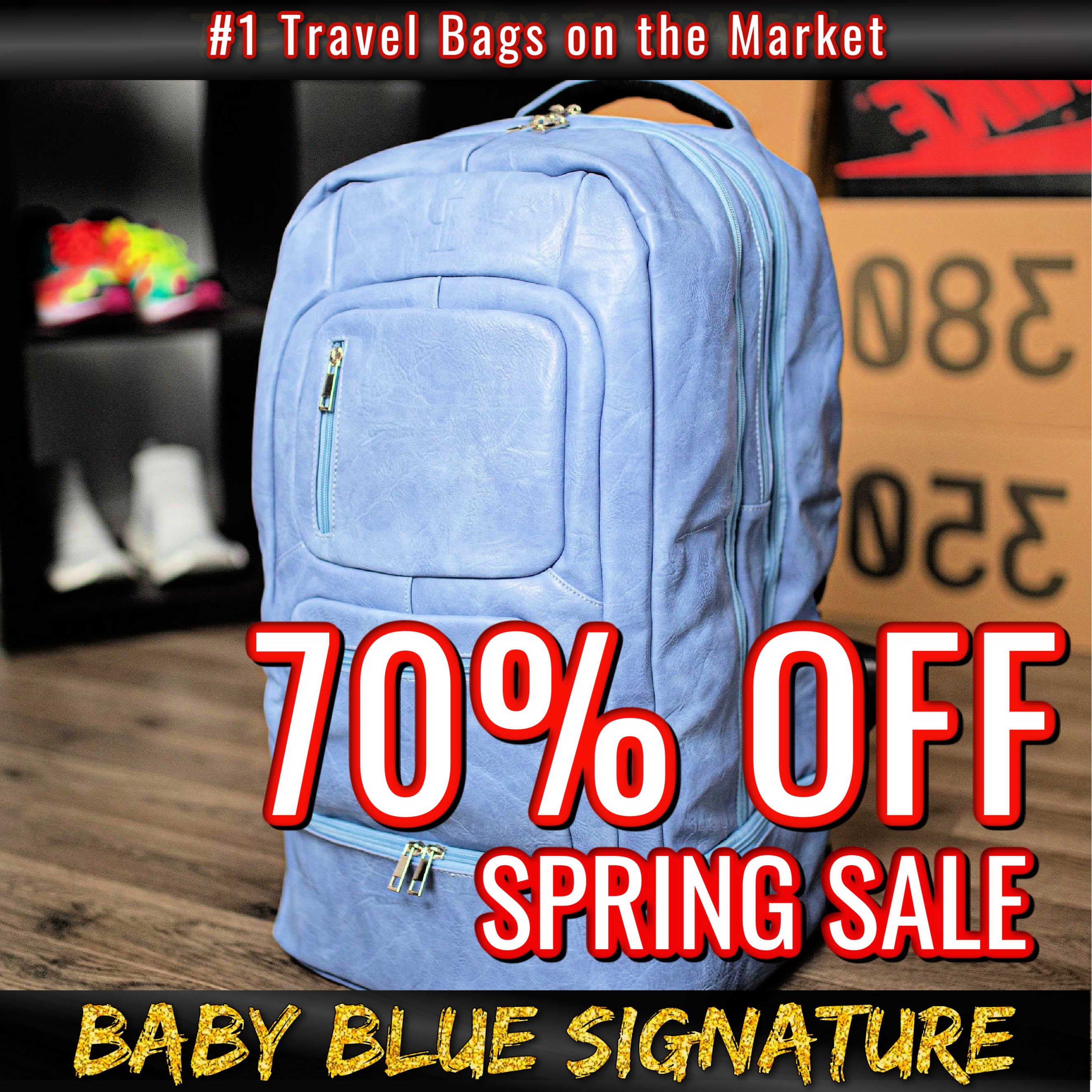 Baby Blue Leather Luxury Carry-On (Spring Sale)