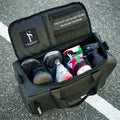 Black Leather Sneaker Duffle Bag
