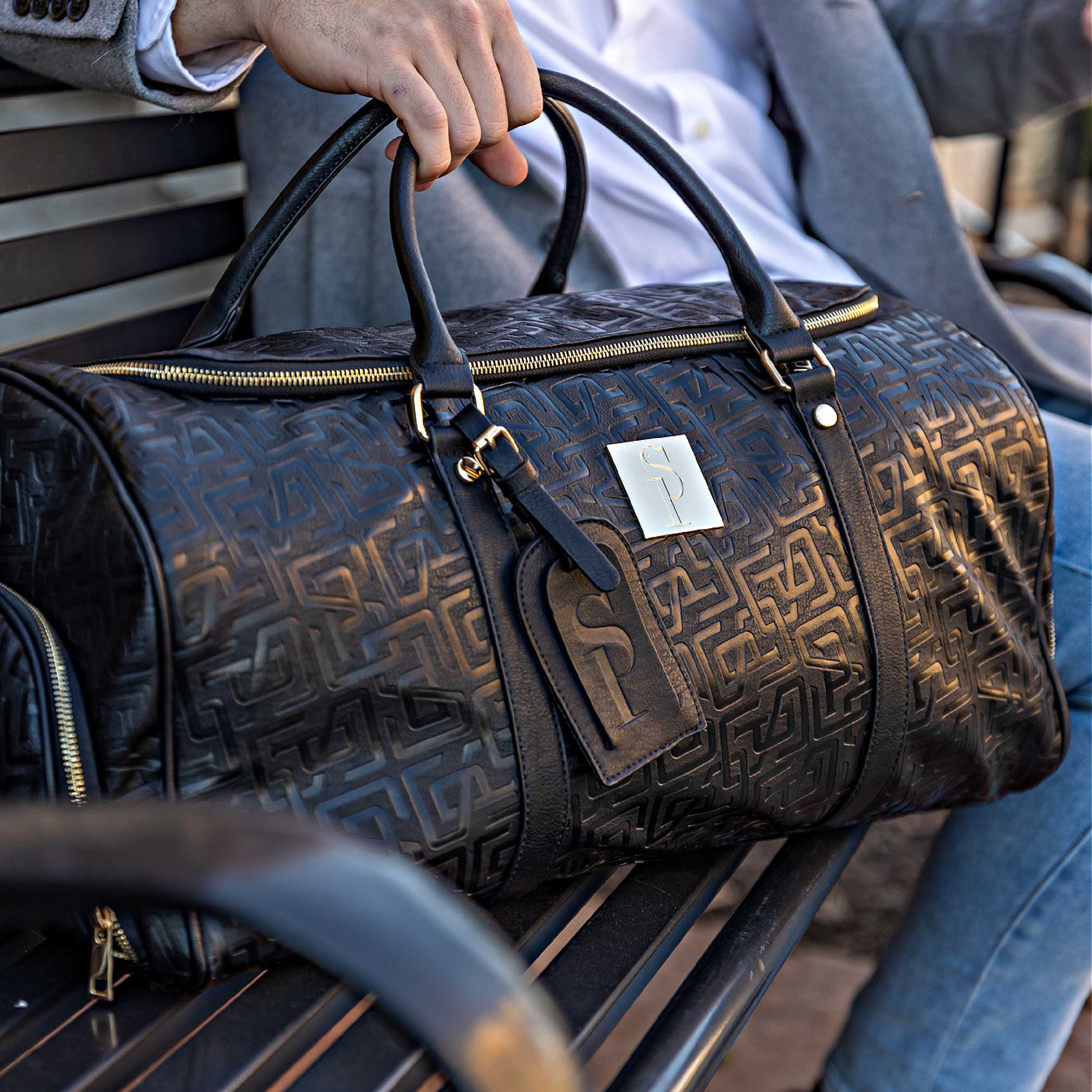 Black Monogram Leather Duffle Bag (Luxury Line)