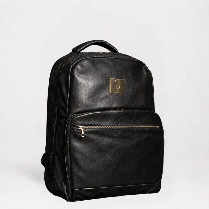 Black Leather Commuter Bag
