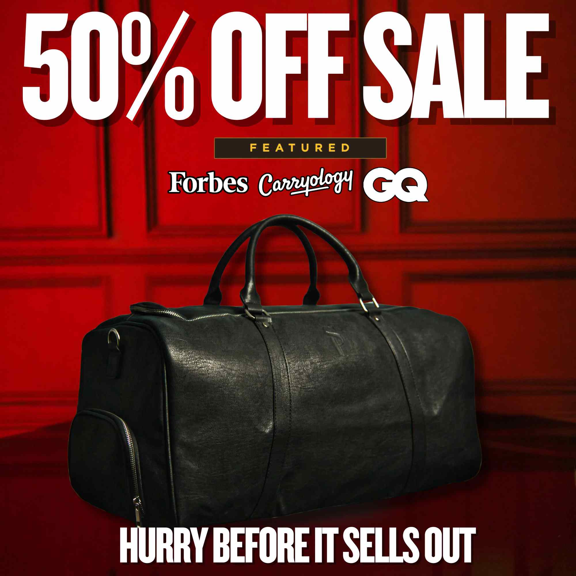 Black Leather Duffle (SALE) - Sole Premise