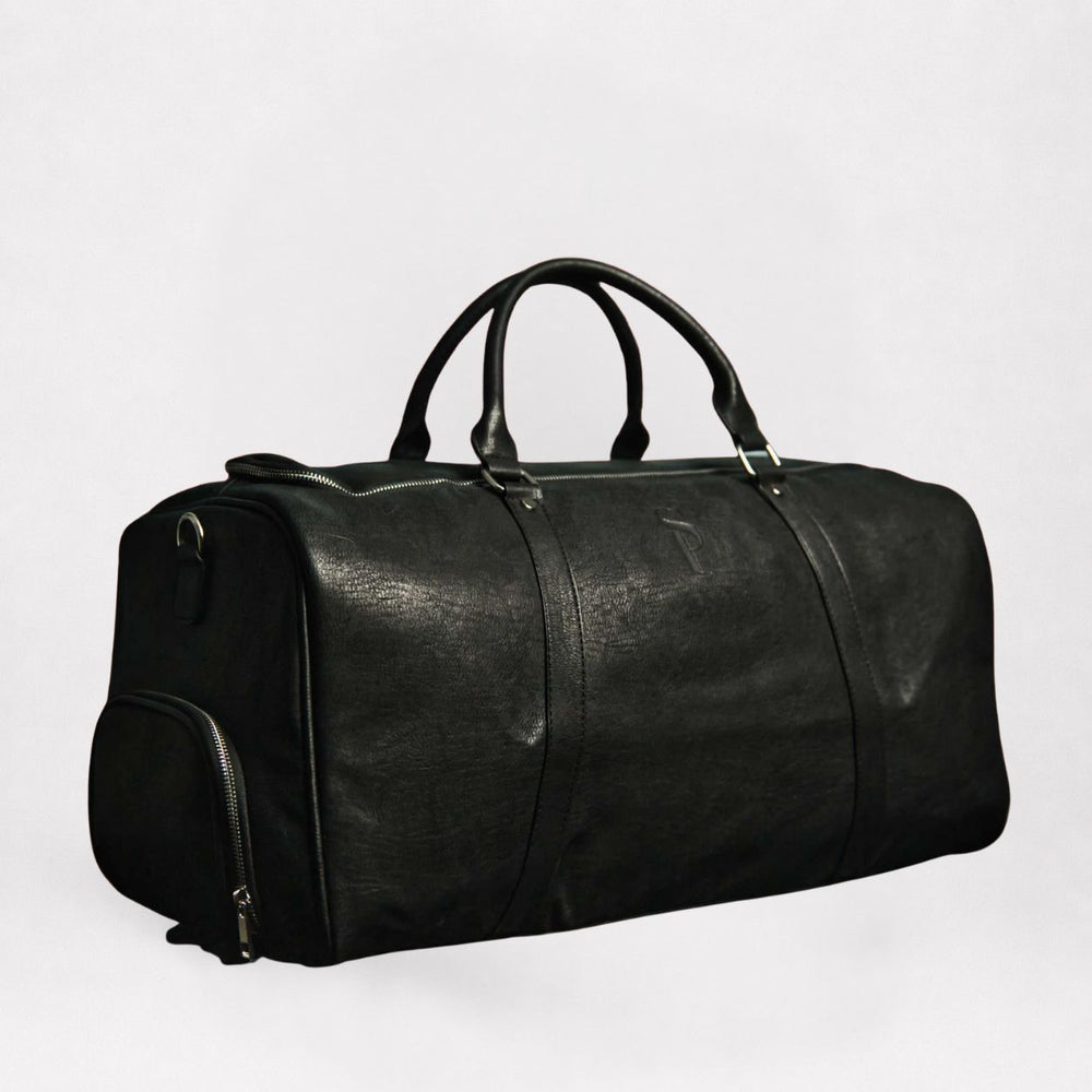 Black Leather Duffle Bag