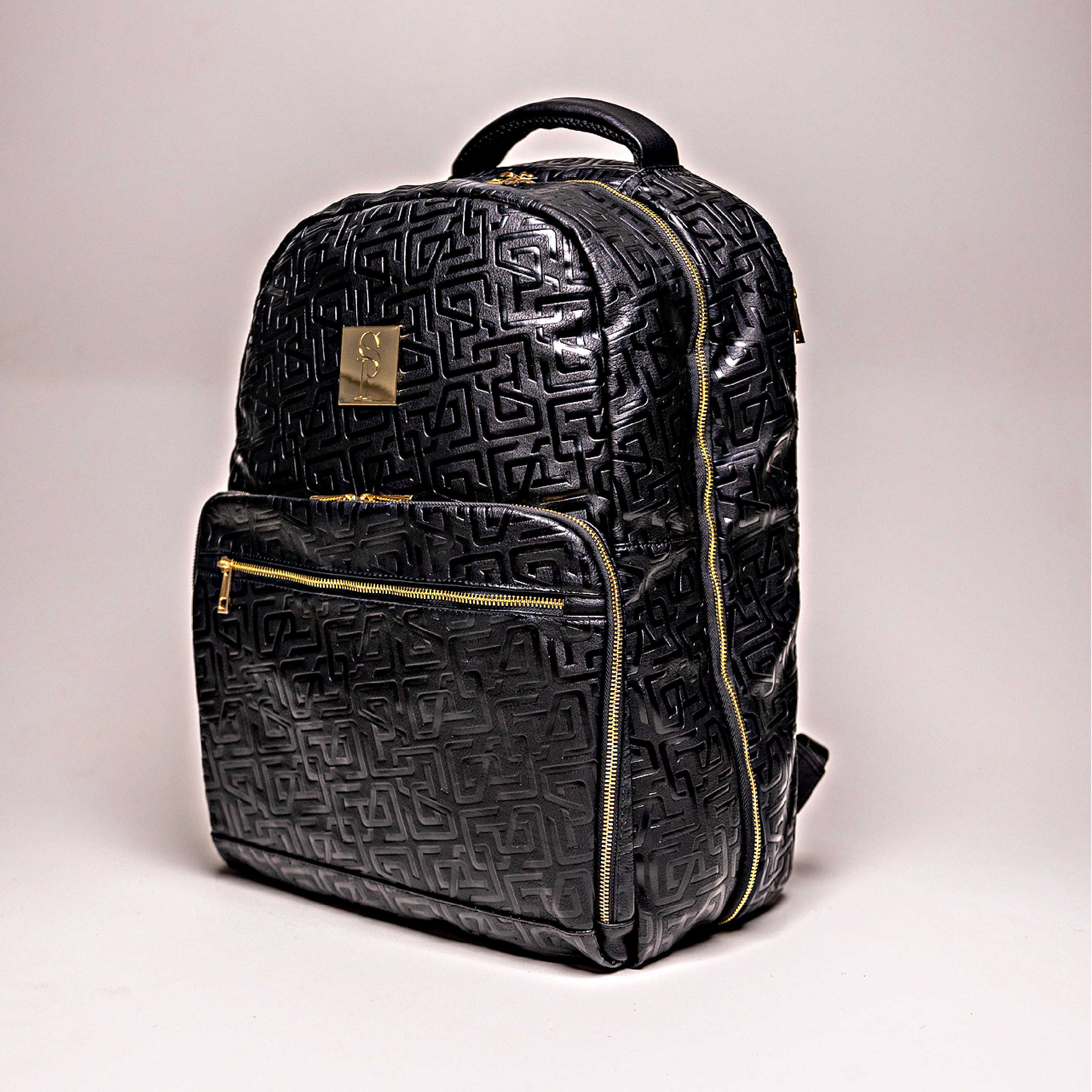 Black Monogram Leather Commuter Bag - Sole Premise