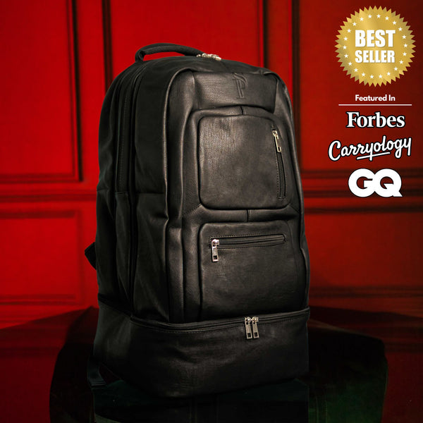 3pc leather backpack purse Sole Premise Black Leather 3 Bag Set (Signature Backpack, Commuter Bookbag, and Duffle Bag)