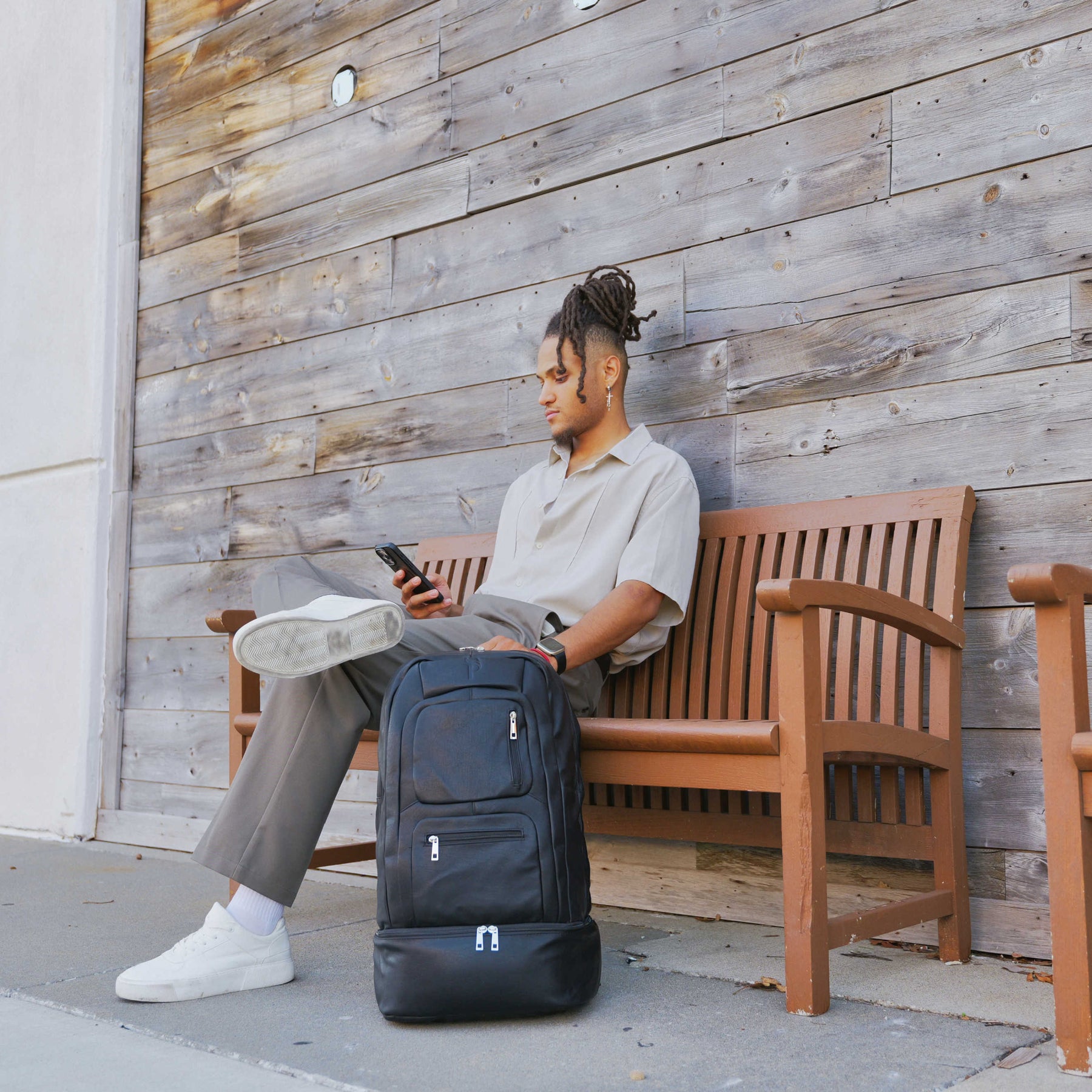 Black Leather Patented Carry-on Bag (XL Design) (Only 300 Made) - Sole Premise