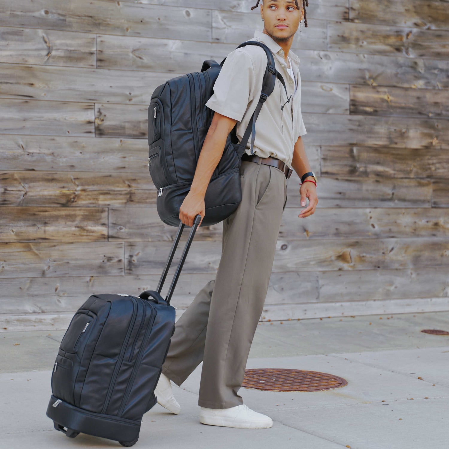 Black Leather Patented Carry-on Bag (XL Design) (Only 300 Made) - Sole Premise