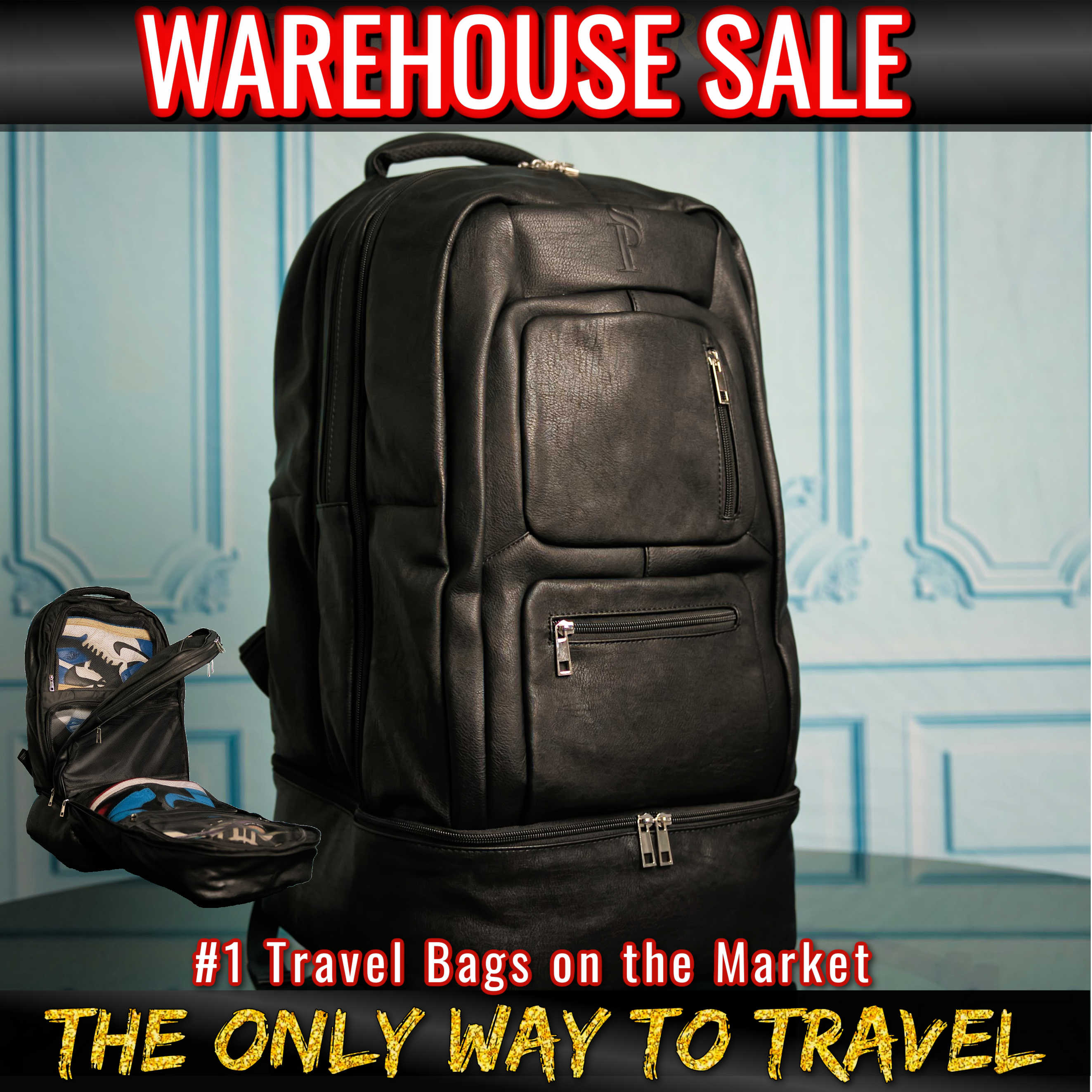 Black Leather Carryon (Warehouse Sale)