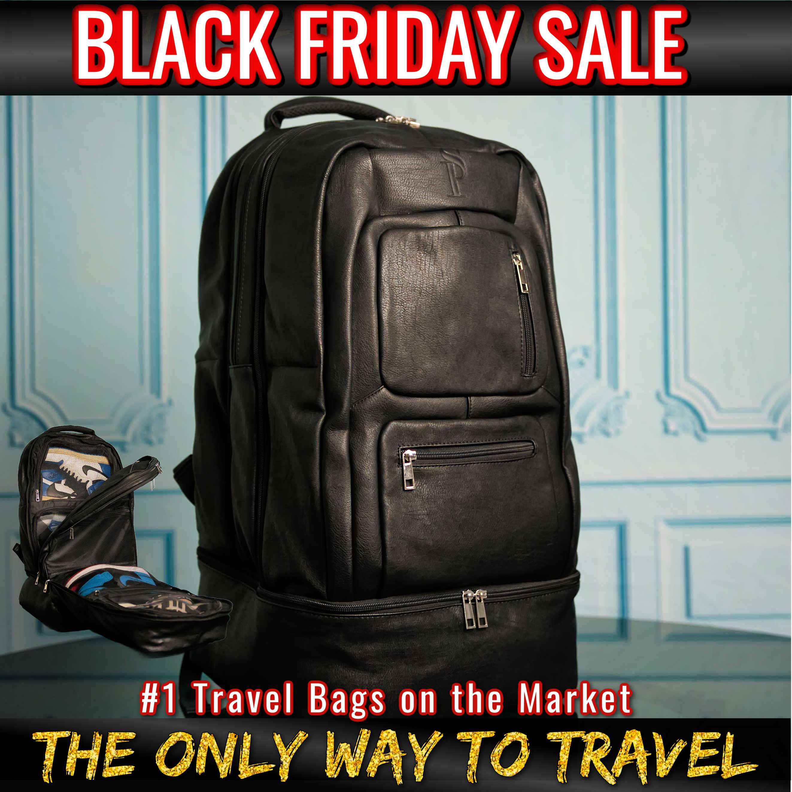 Black Leather Carryon (BLACK FRIDAY SALE)