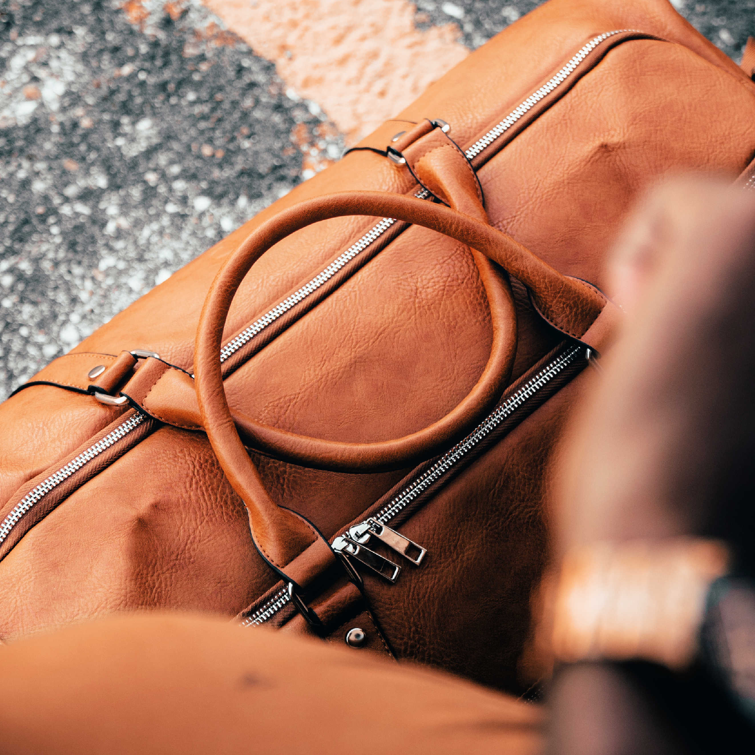 Brown Tumbled Leather Duffle Bag - Sole Premise