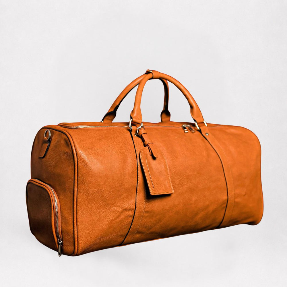 Brown Tumbled Leather Duffle Bag