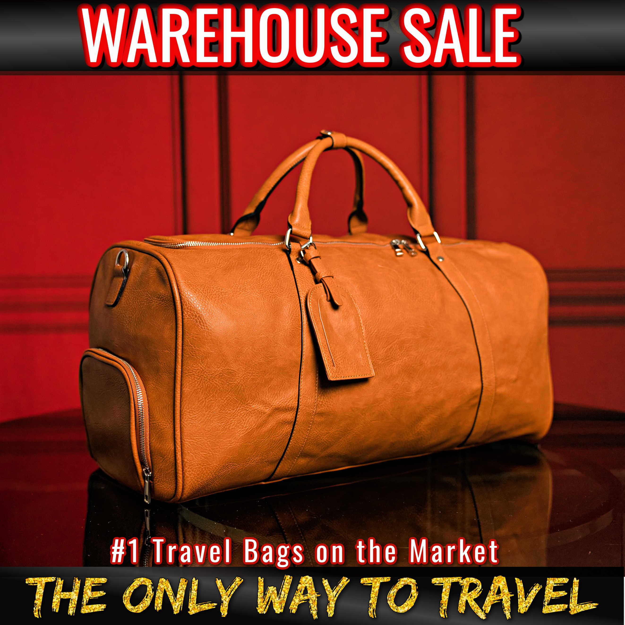 Brown Leather Duffle (Warehouse Sale)