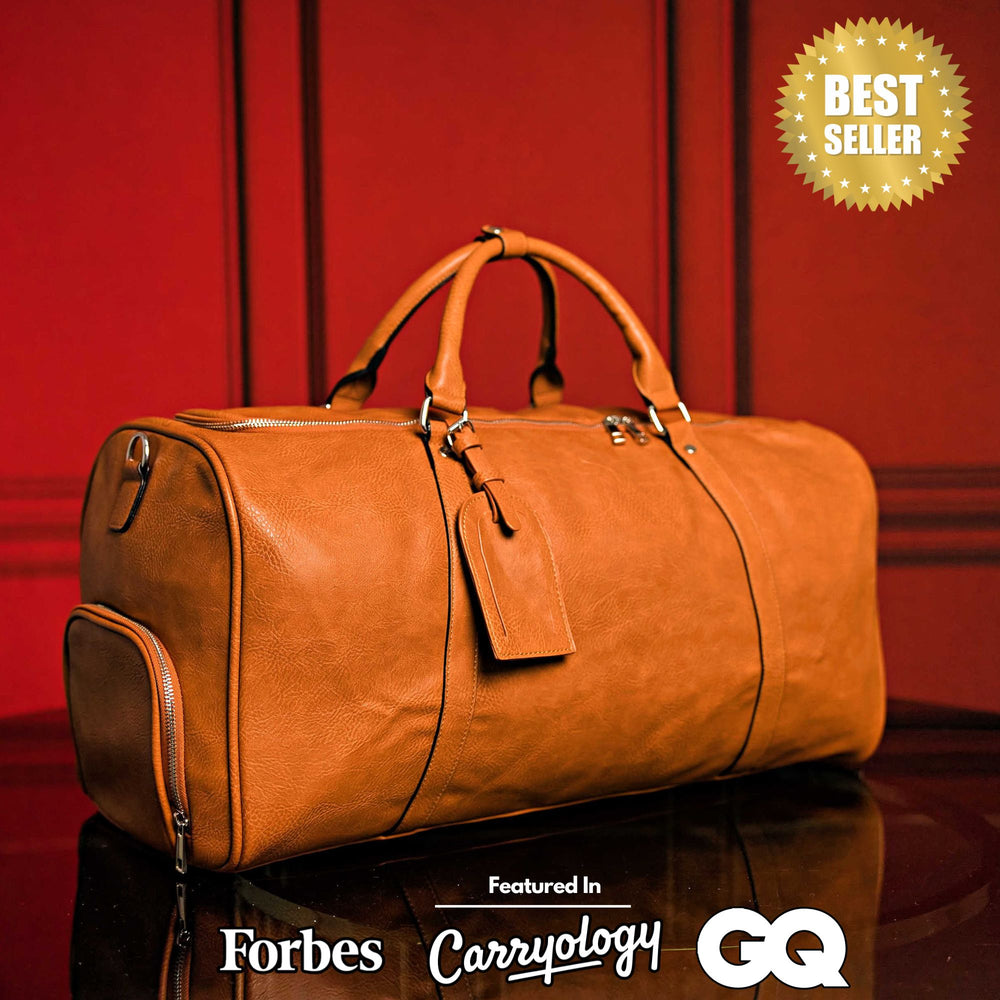 Brown Leather Roller Bag Set - Sole Premise