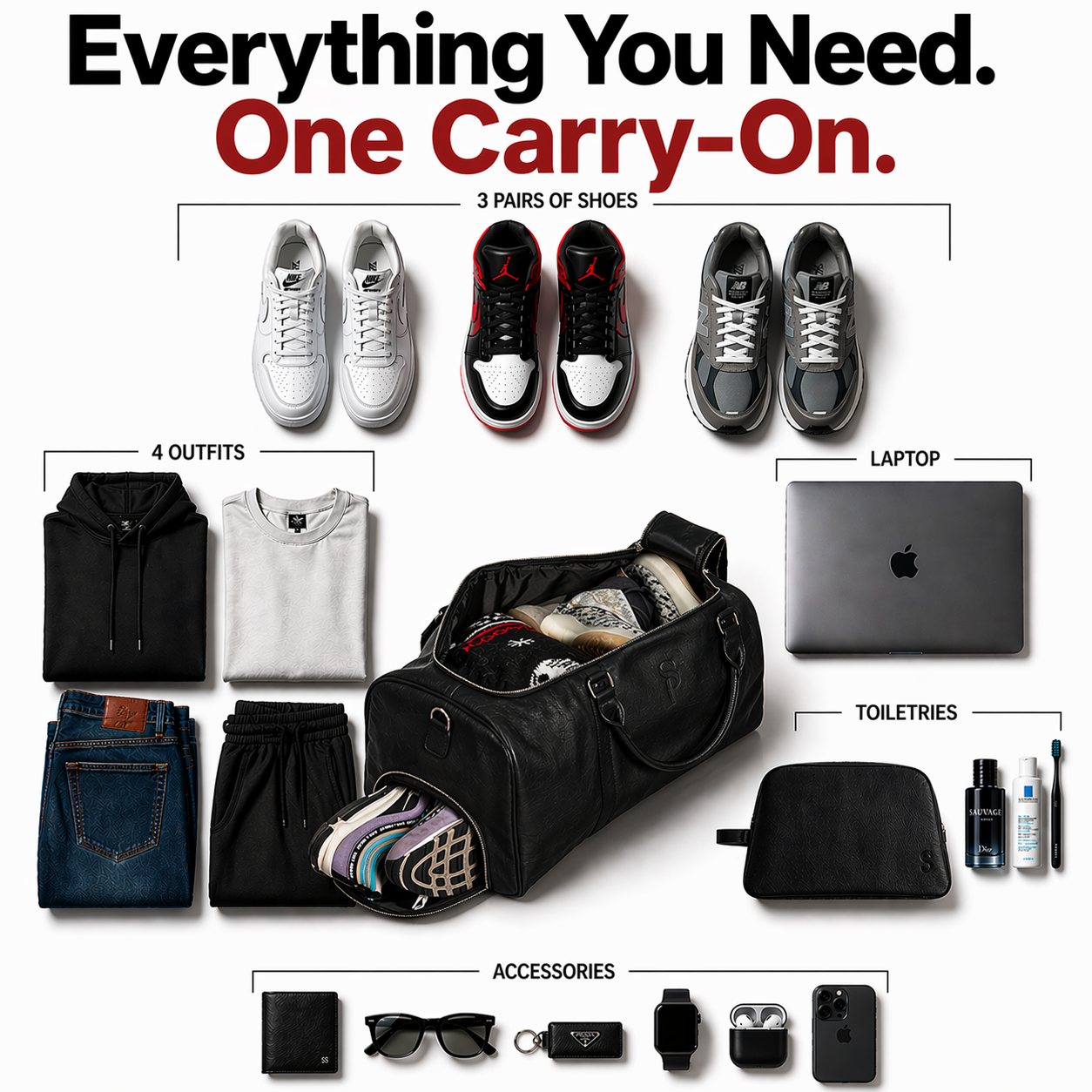Black Leather Duffle (FLASH SALE)