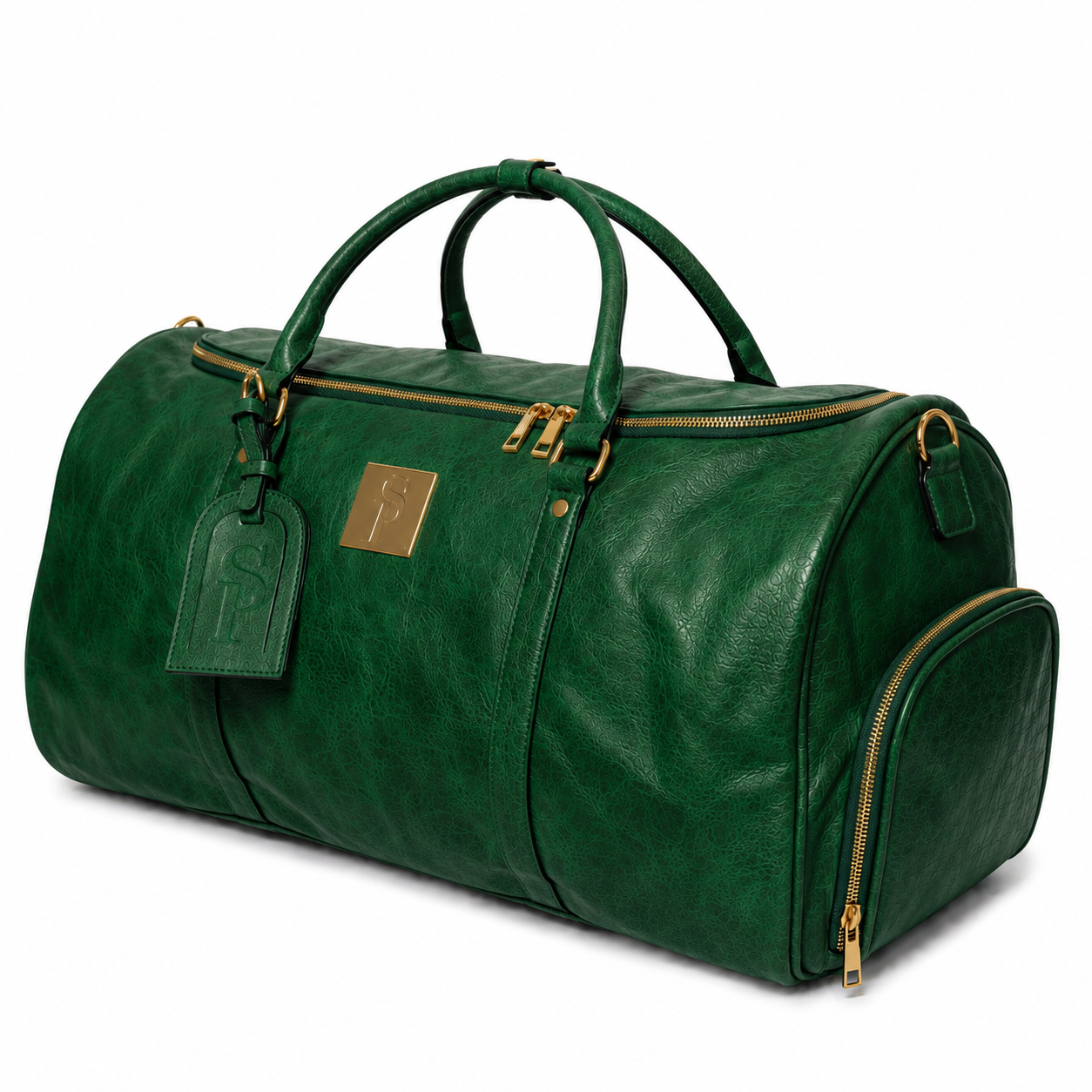 Emerald Green Leather Weekender Duffle Bag - Sole Premise