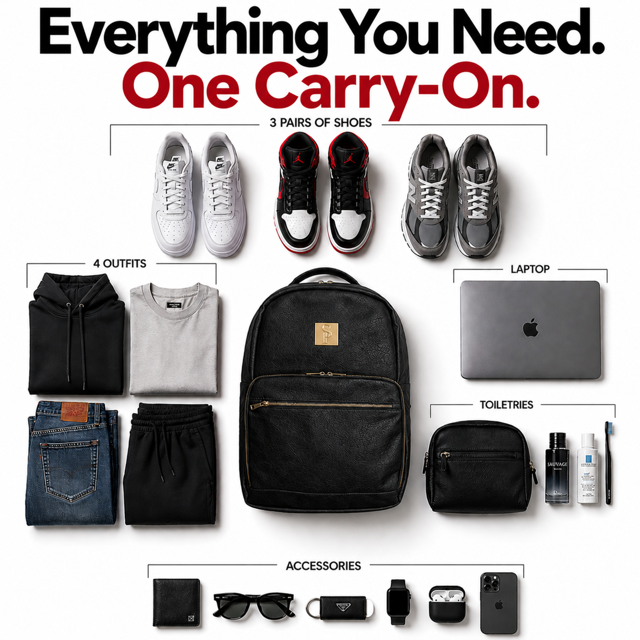 Black Leather Commuter Bag - Sole Premise