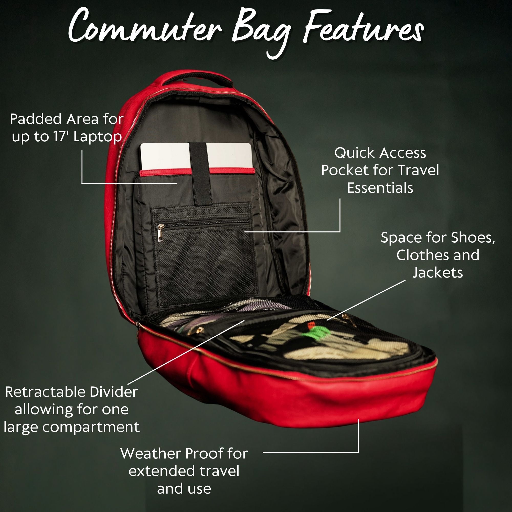 Red Tumbled Leather Daily Commuter Bag