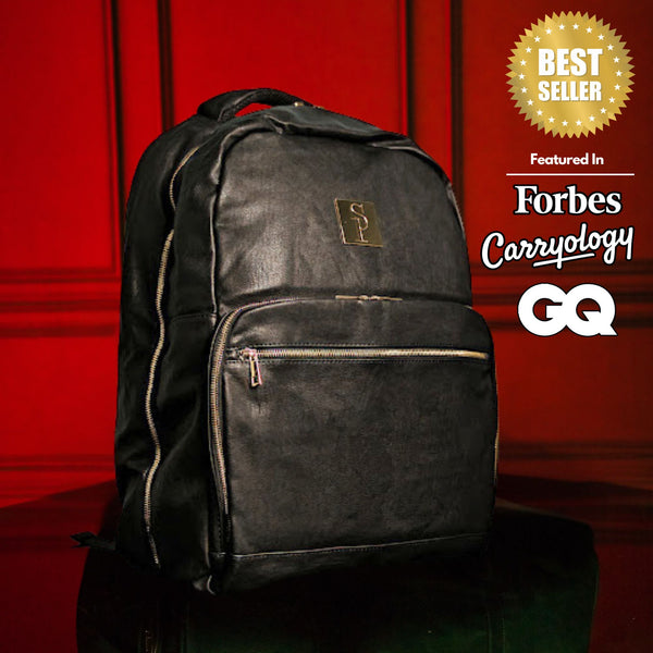 Black Leather 2 Bag Set (Commuter Backpack and Duffle) - Sole Premise