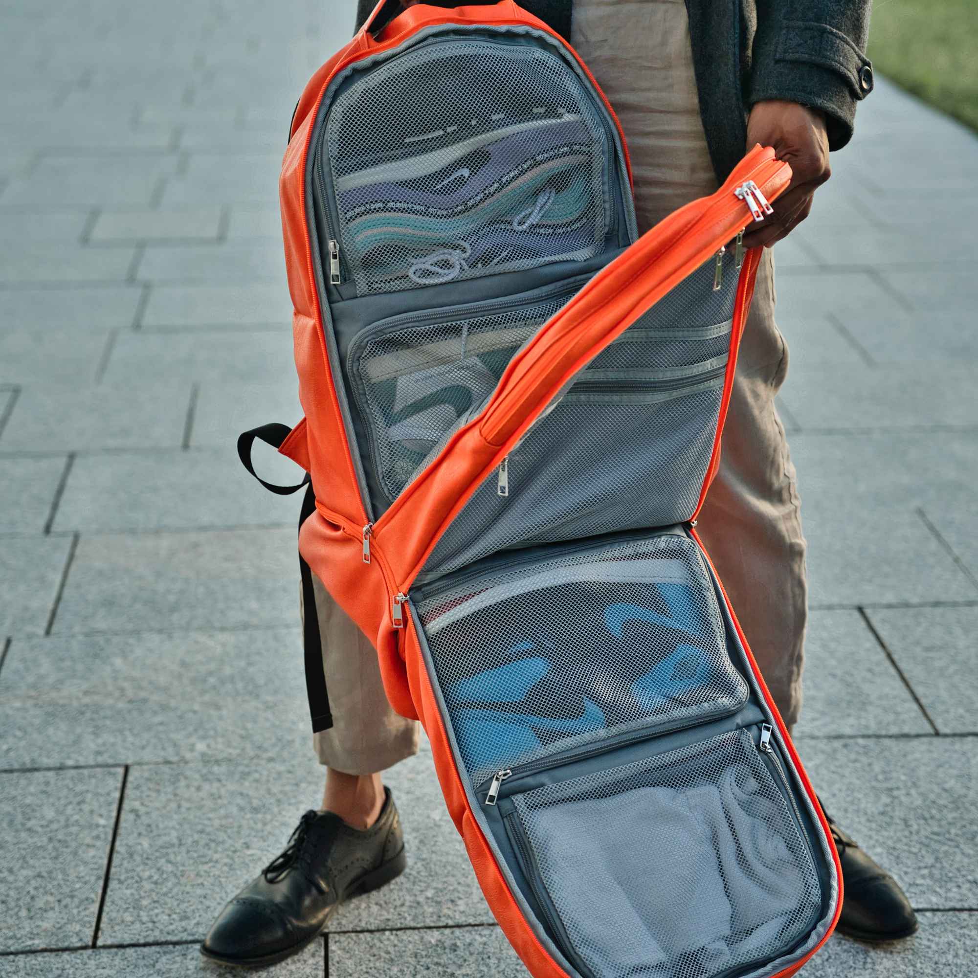 Orange Leather Patented Carry-On Backpack (Only 300 Made) - Sole Premise