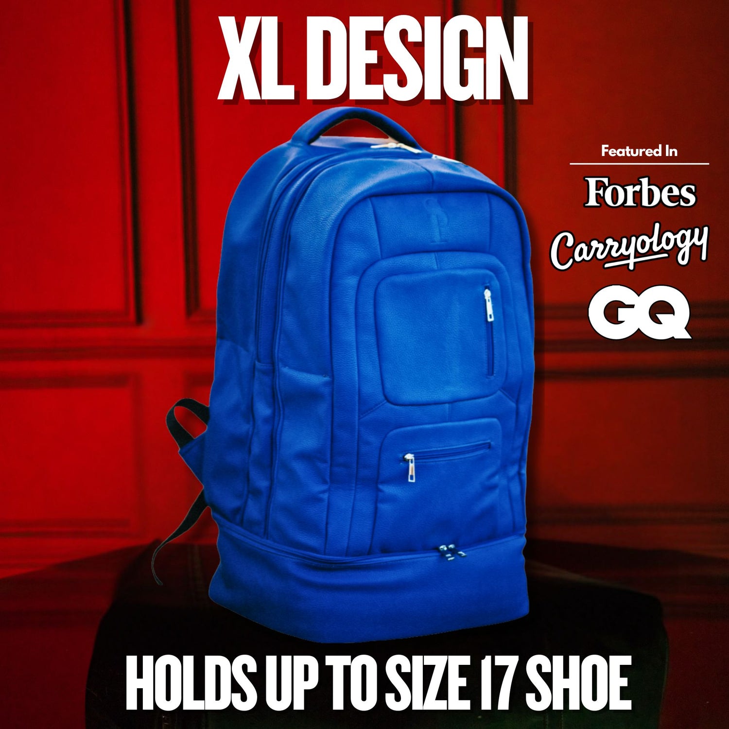 Royal Blue Leather Carryon Bag (XL Design) *Holds Size 17 - Sole Premise