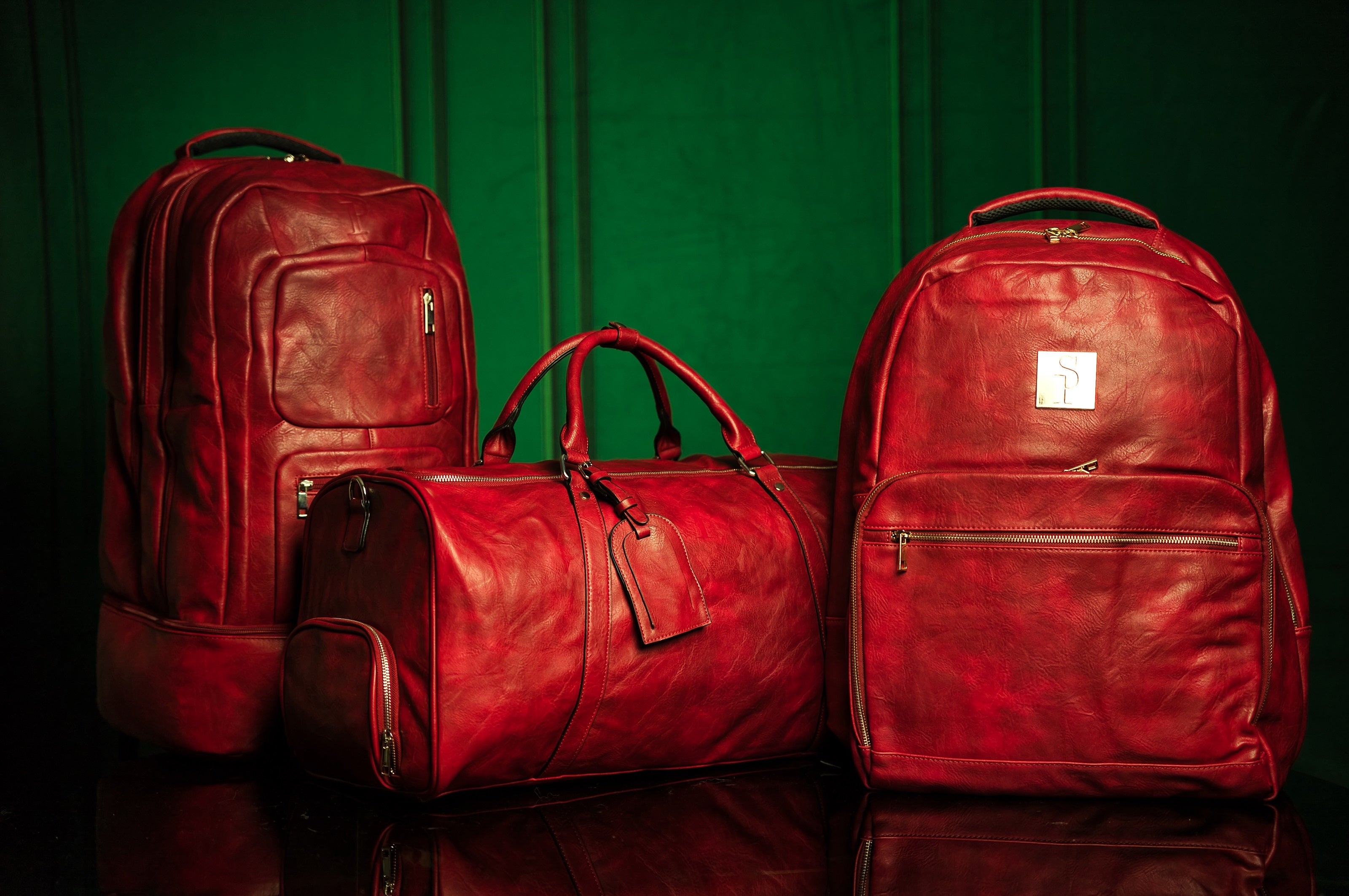 Maroon Luciano Leather 3 Bag Set - Sole Premise