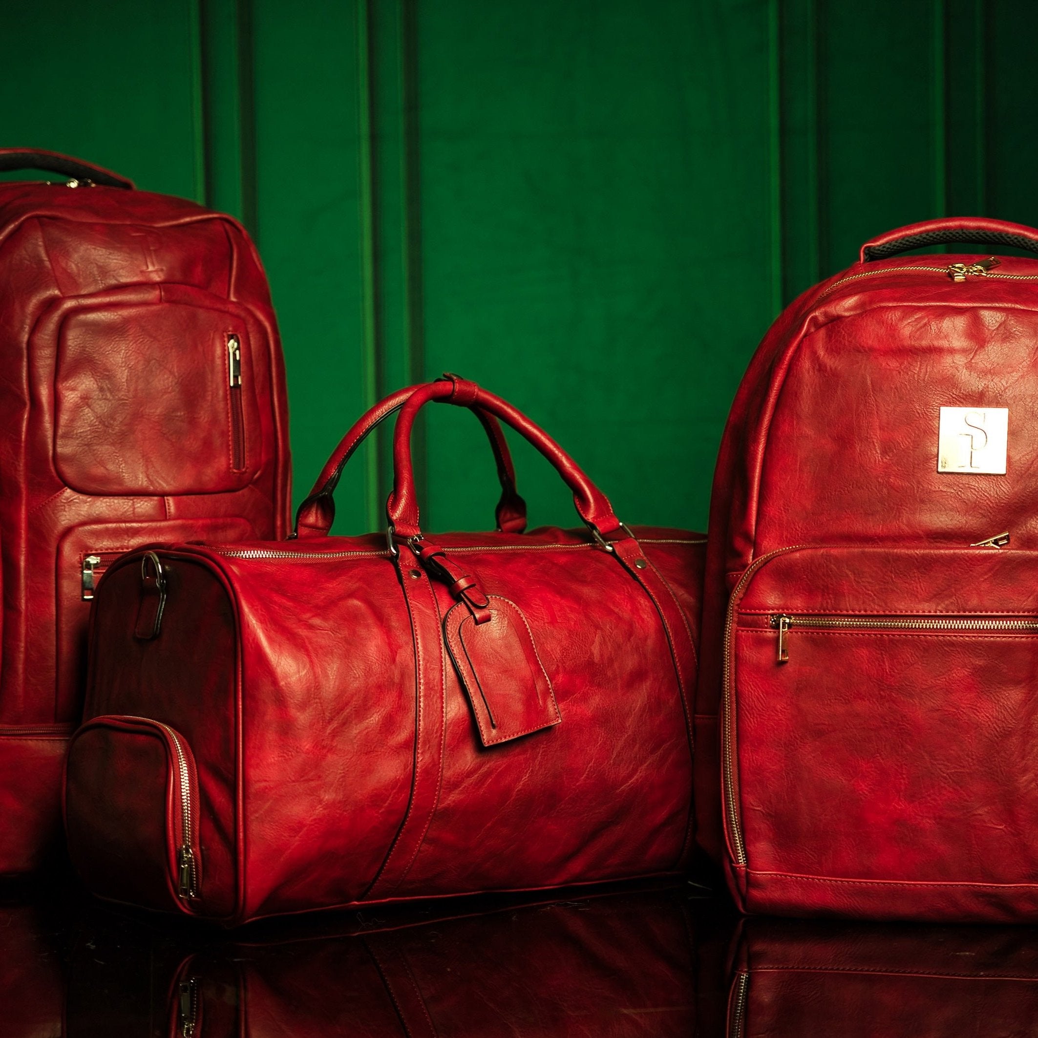 Maroon Luciano Leather 3 Bag Set - Sole Premise