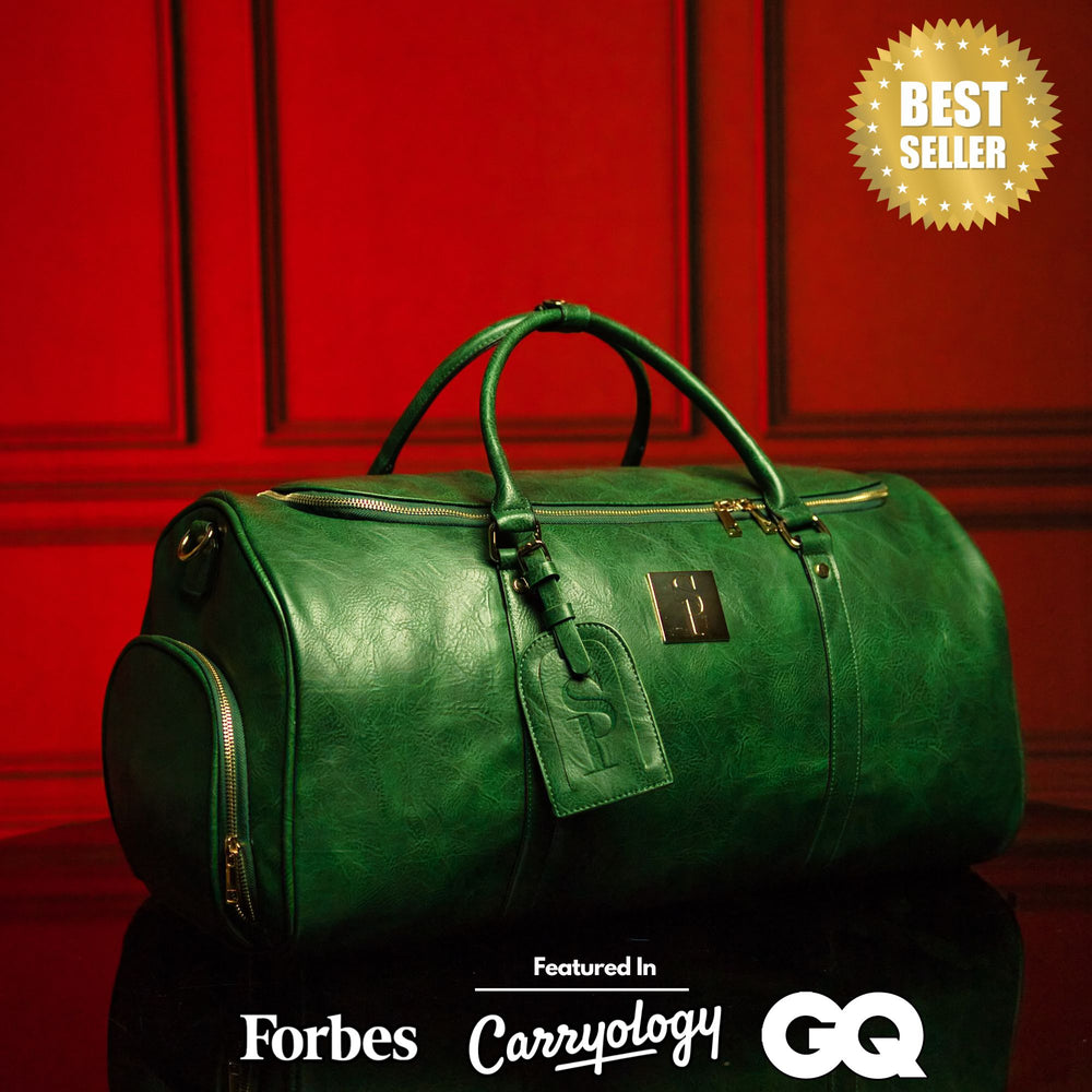 Emerald Green Leather Weekender Duffle Bag - Sole Premise