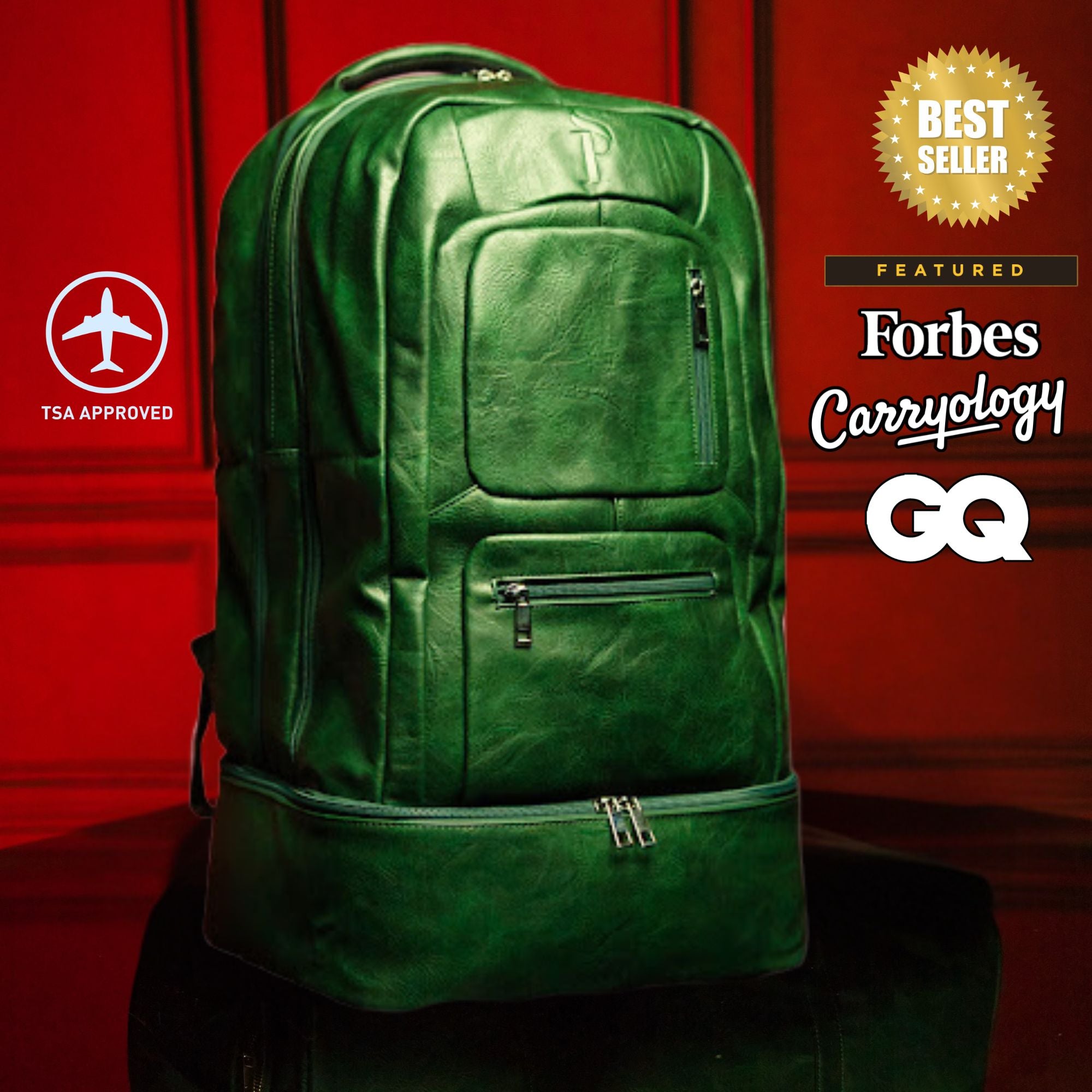 Emerald Green Leather Carry-On Patented Backpack (Only 300 Made)
