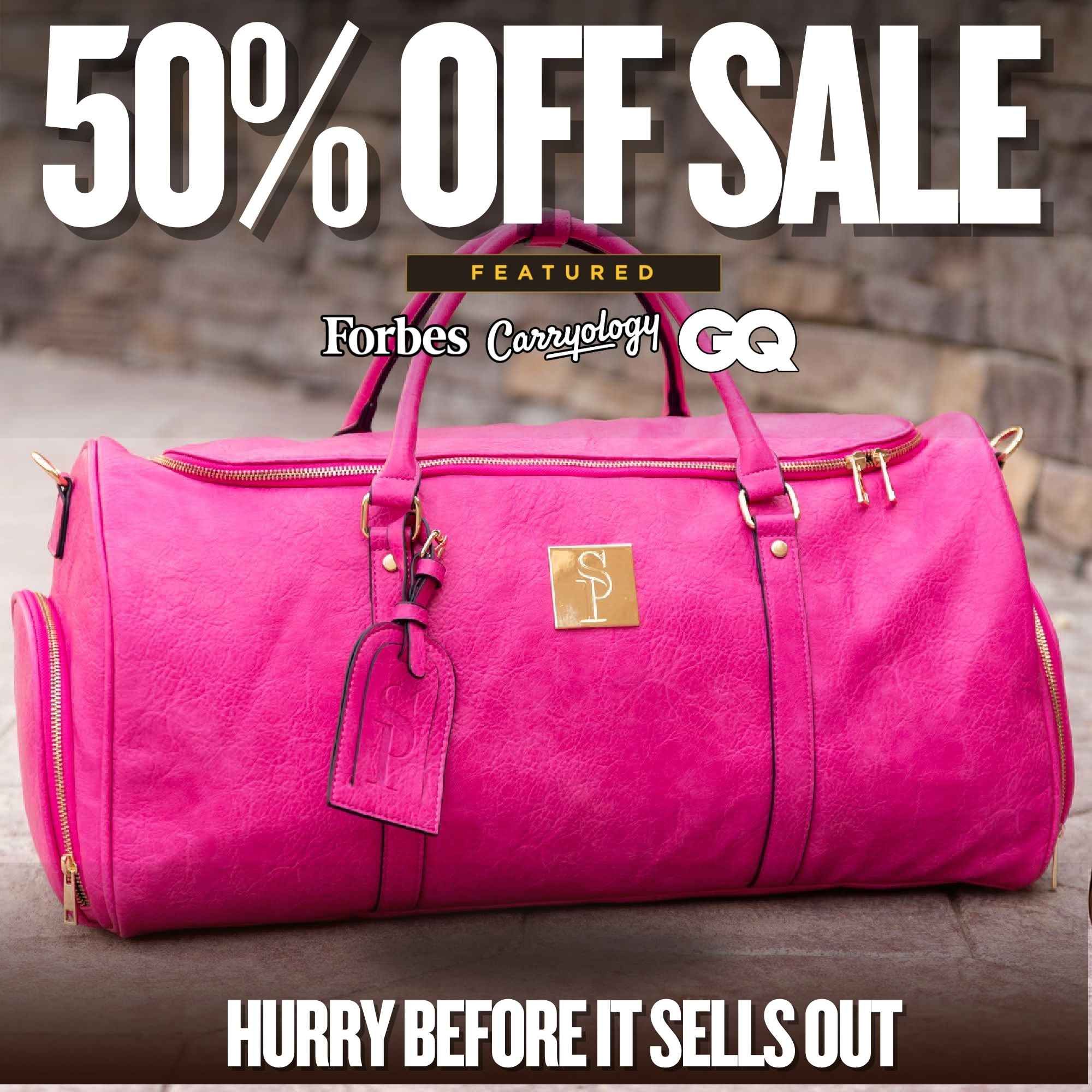 Pink Luciano Leather Weekender Duffle (FLASH SALE) - Sole Premise