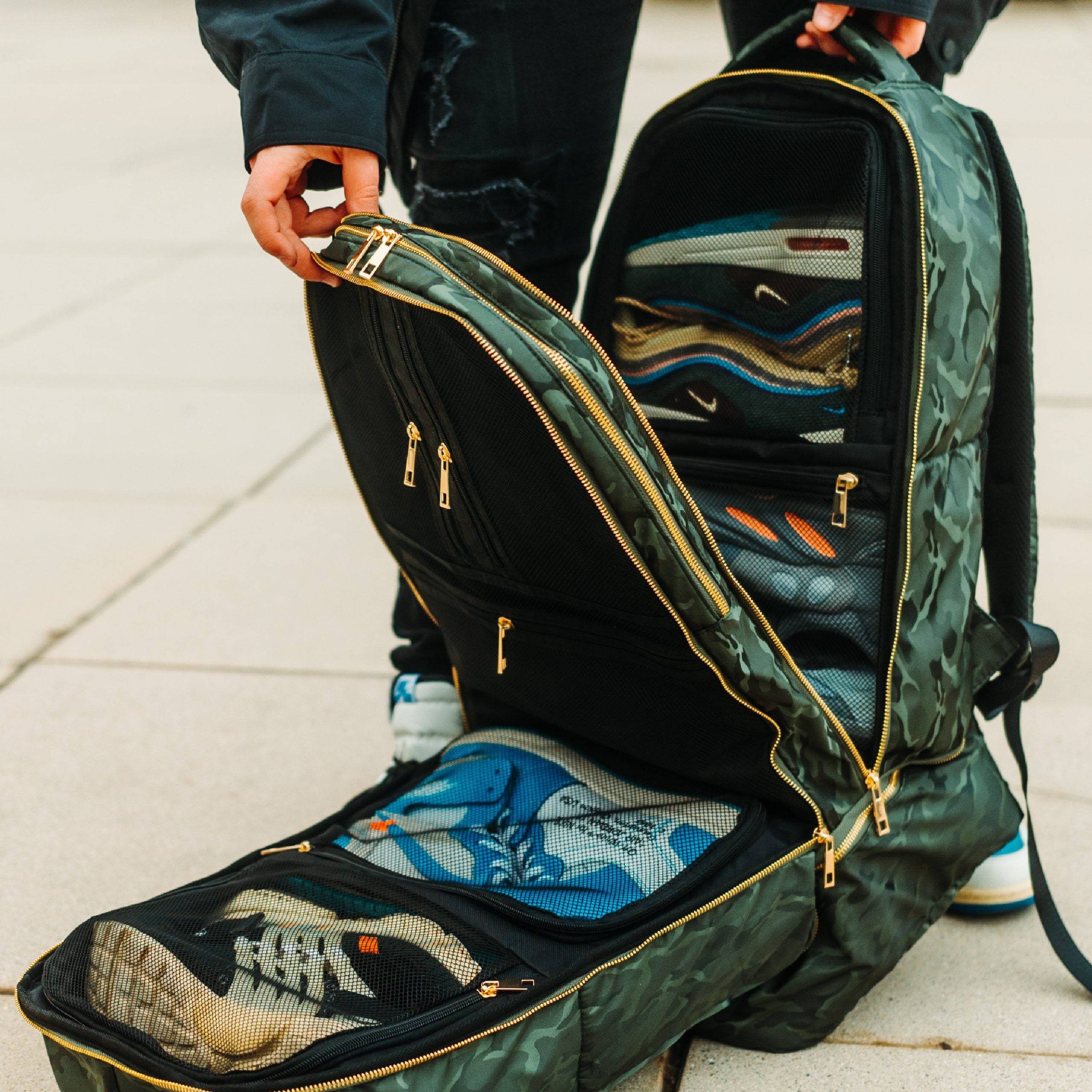 Green Camo Signature Bag - Travel Sneaker Backpack