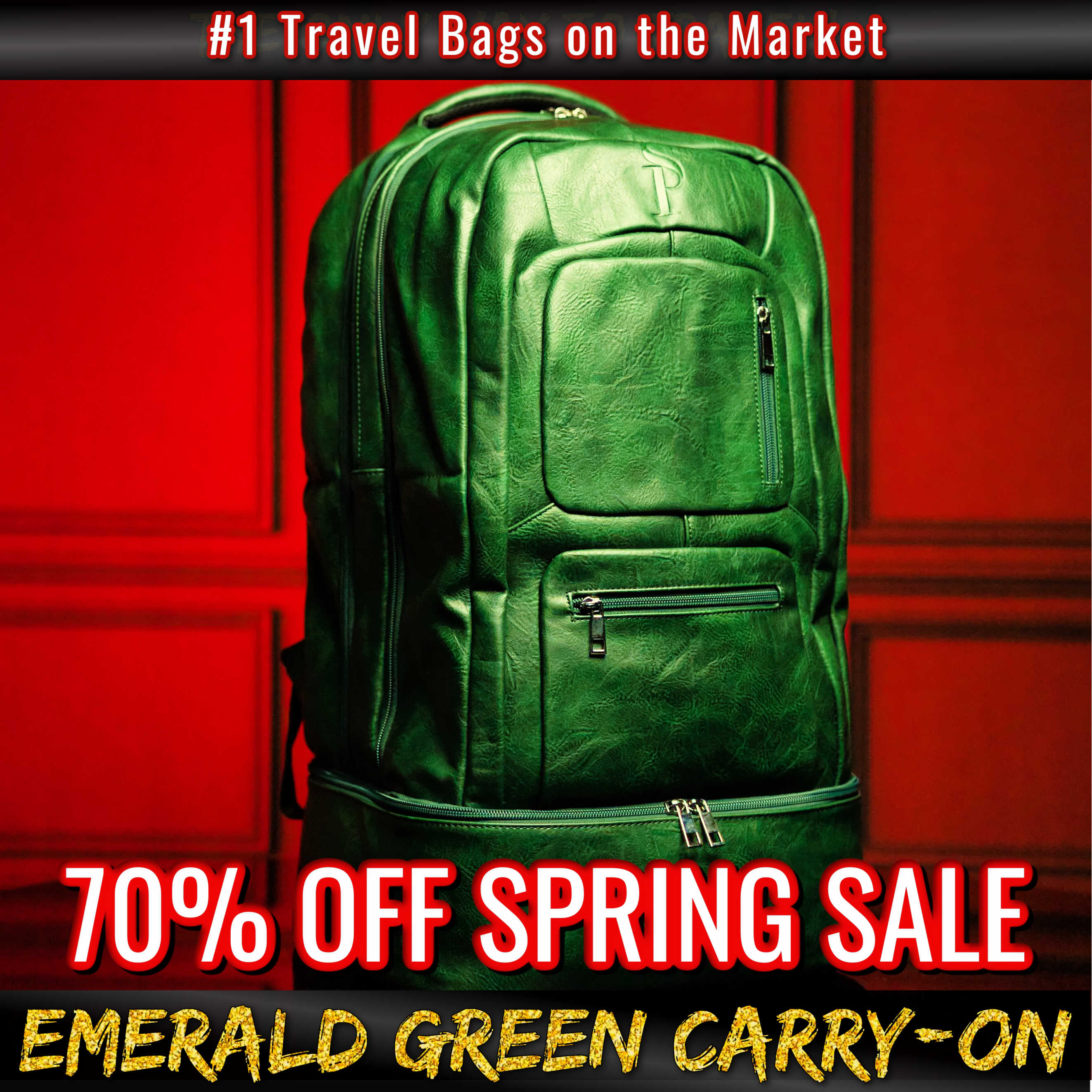 Emerald Green Leather Luxury Carry-On (Spring Deal)