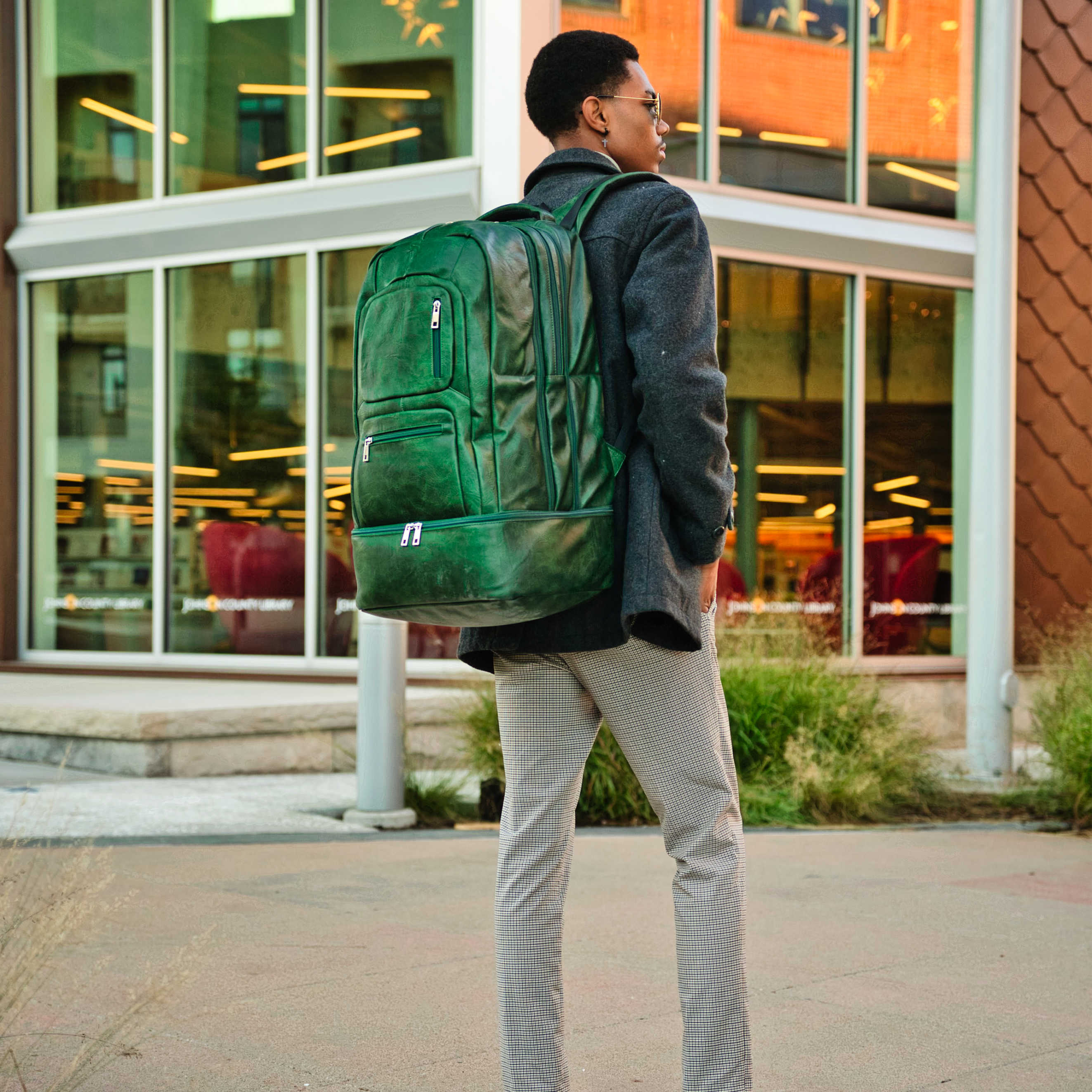 Emerald Green Leather Luxury Carry-On Backpack (Patented Signature Design Bag) - Sole Premise