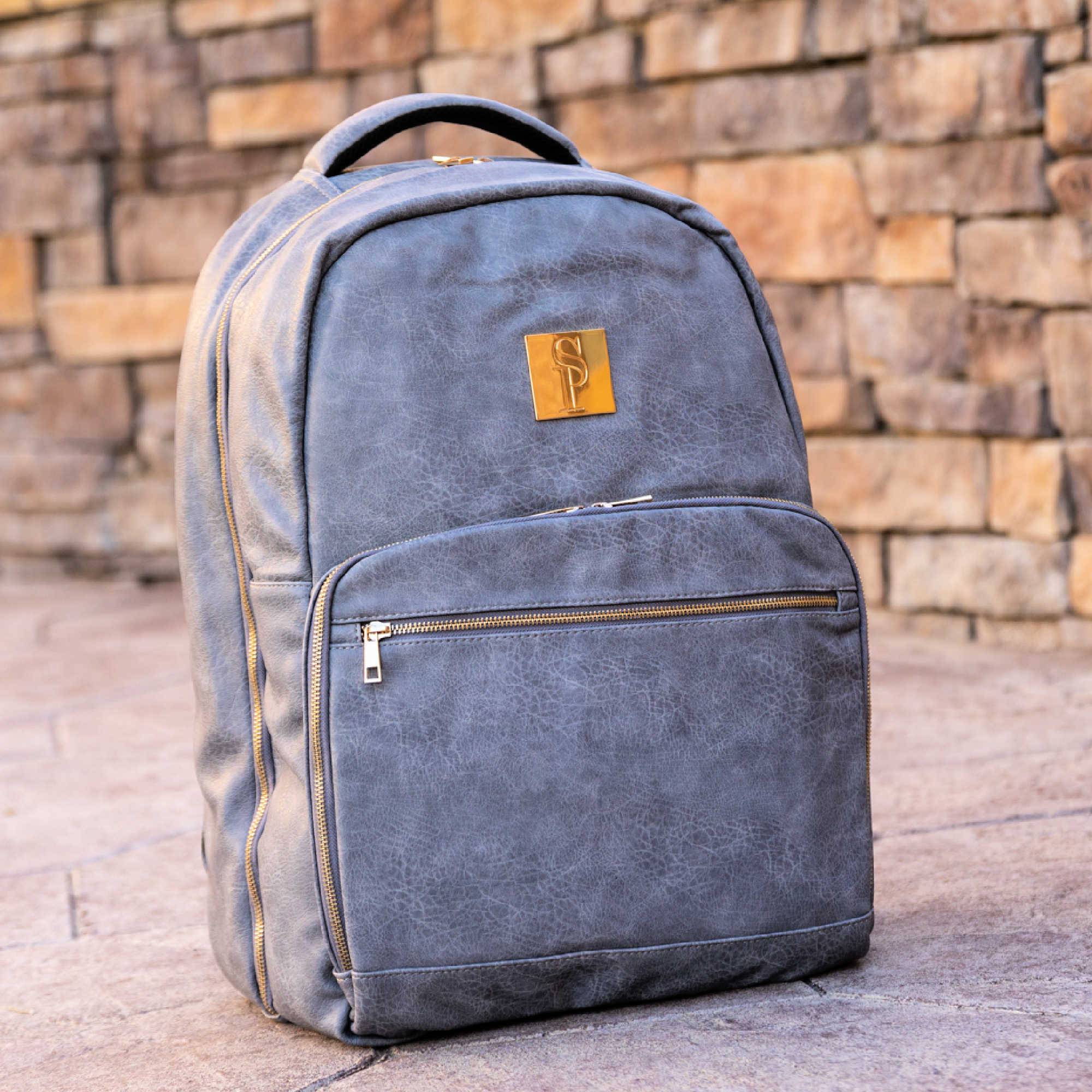 Grey Tumbled Leather Commuter Bag - Sole Premise