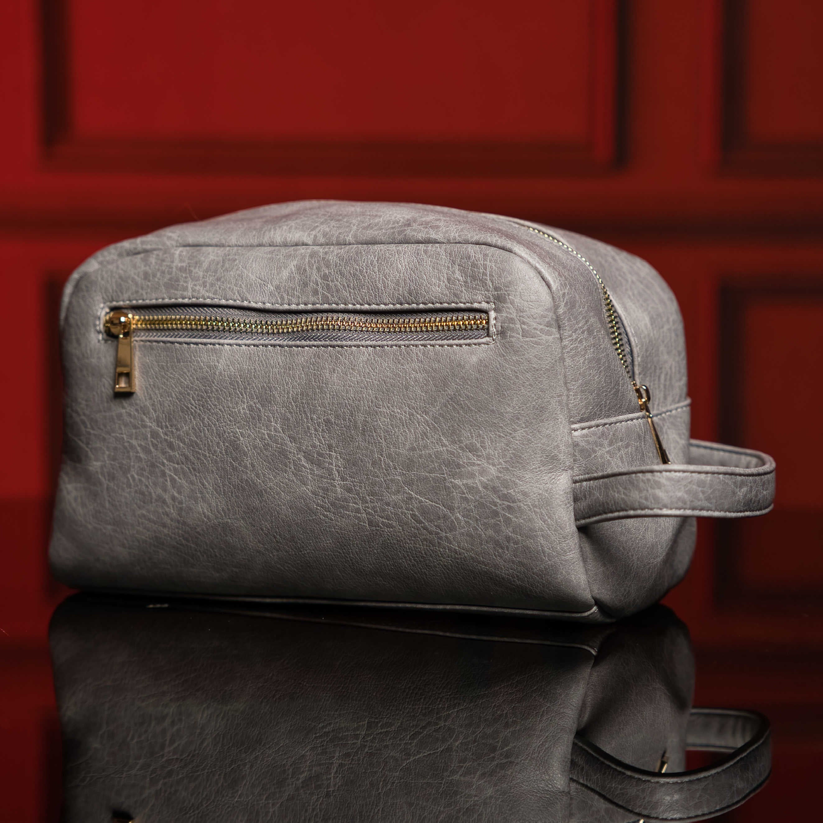 Grey Leather Toiletry Bag - Sole Premise