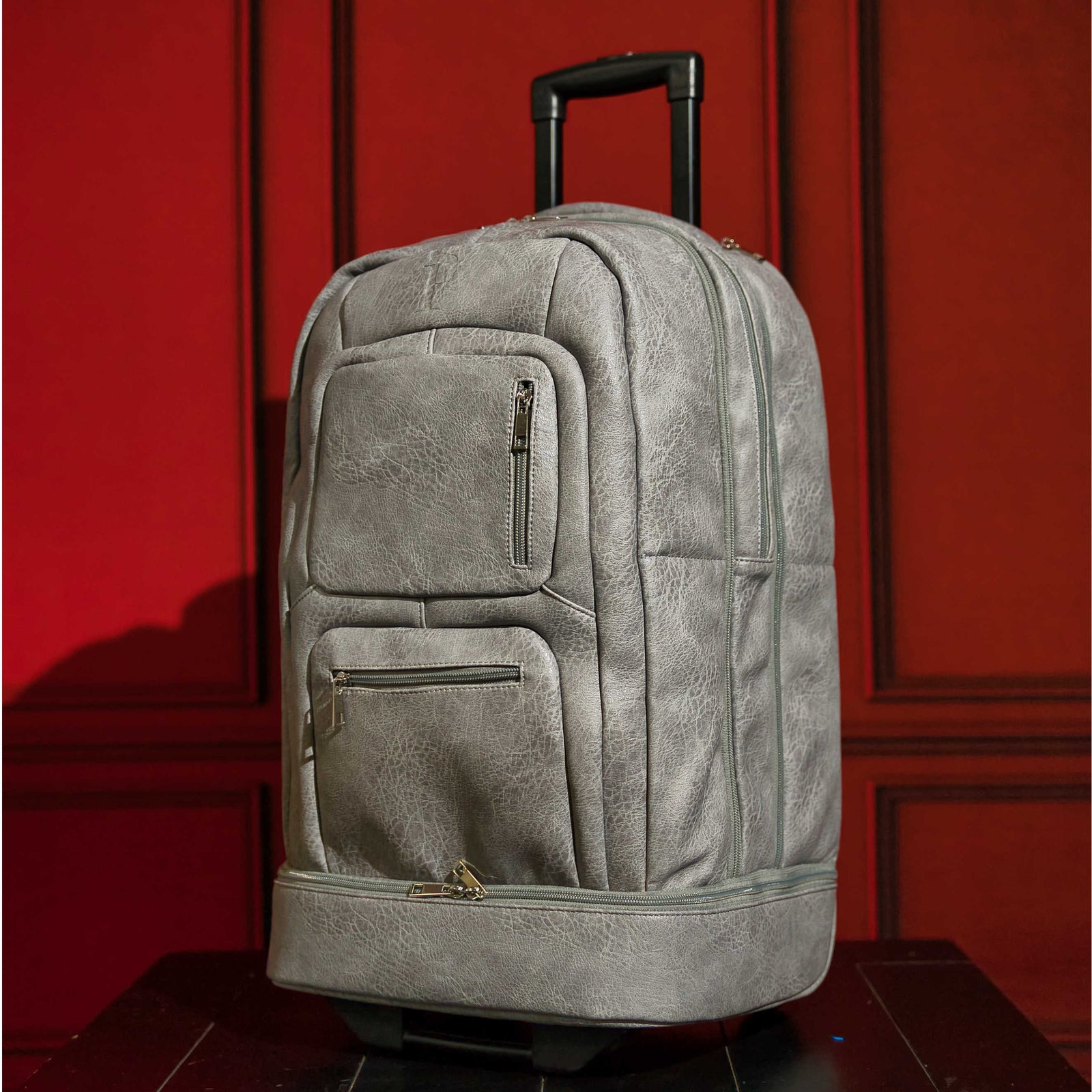 Brown Leather Roller Bag Set