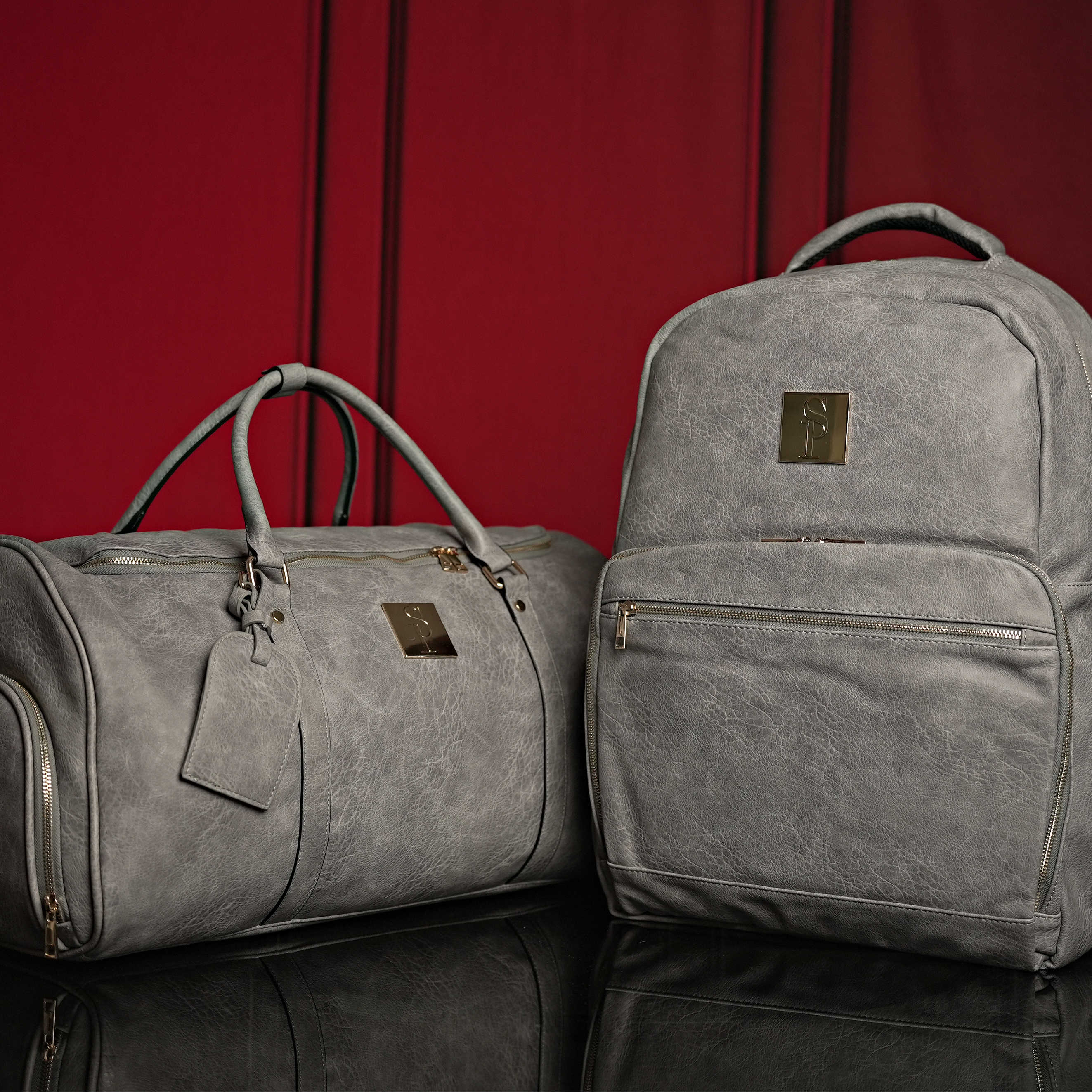 Grey Tumbled Luciano Leather 3 Bag Set
