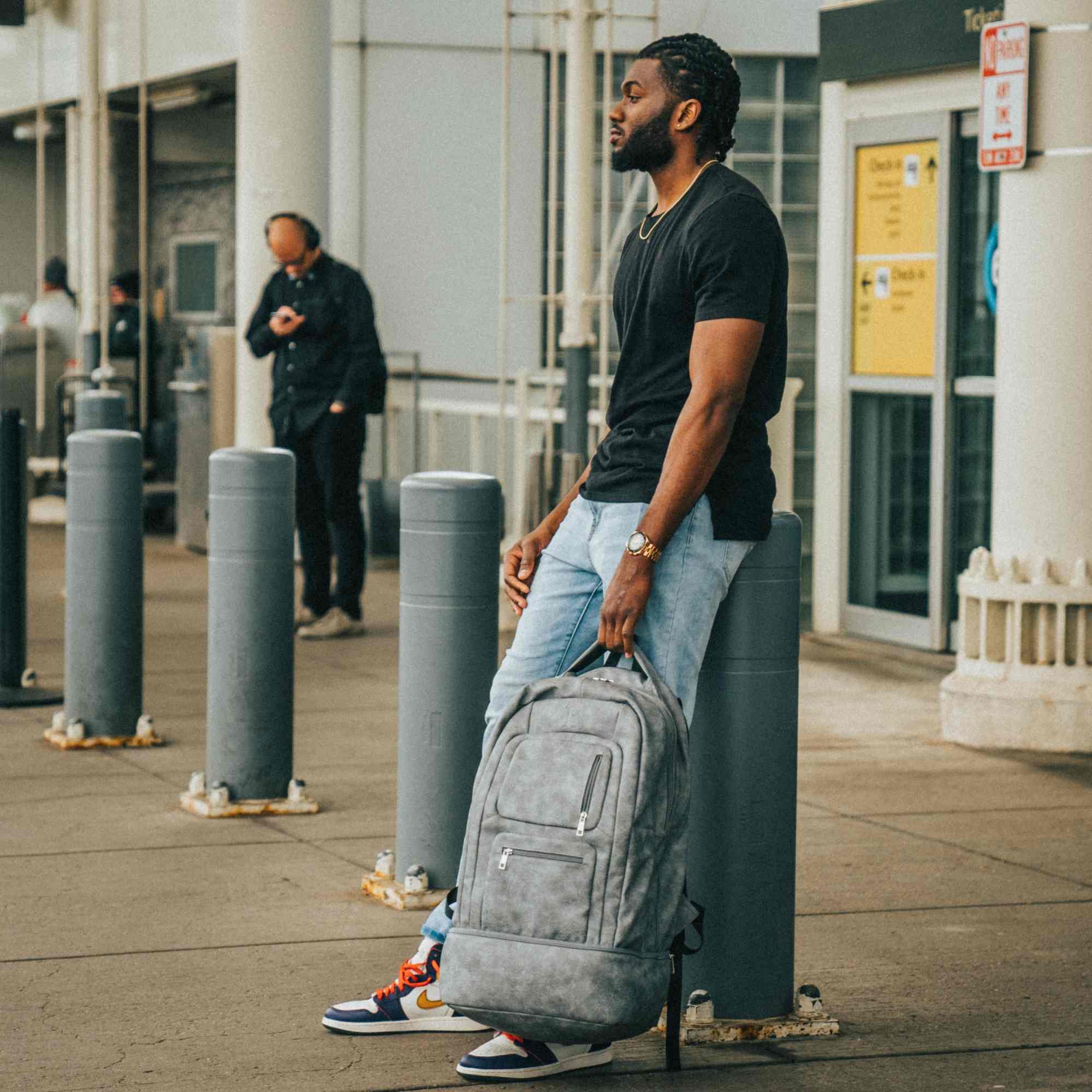 Grey Leather Carry-On Patented Backpack (Only 300 Made) - Sole Premise