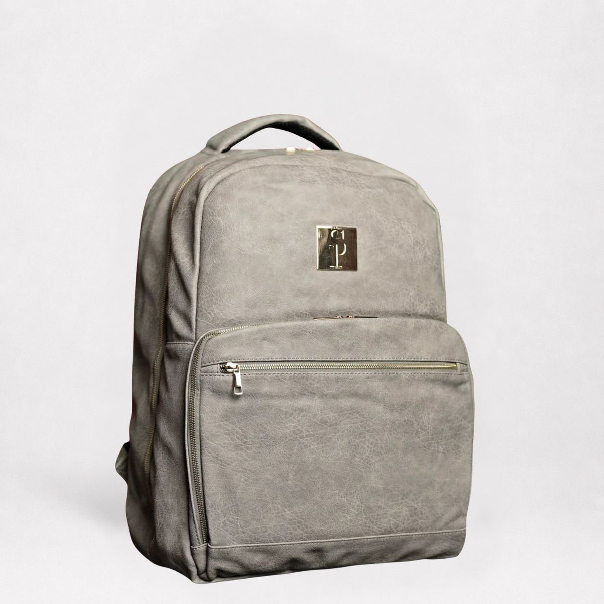Grey Leather Commuter Bag