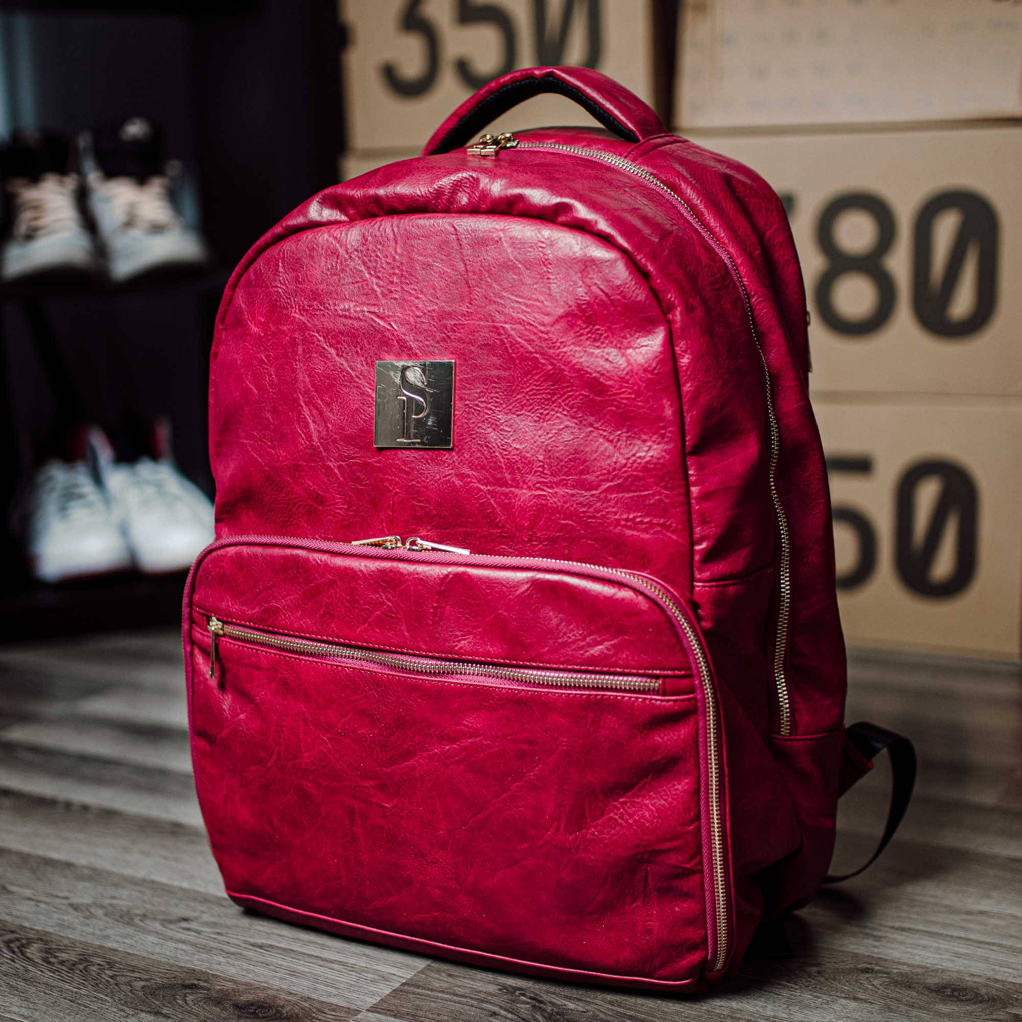 Maroon Tumbled Leather 2 Bag Set (Commuter and Duffle) - Sole Premise