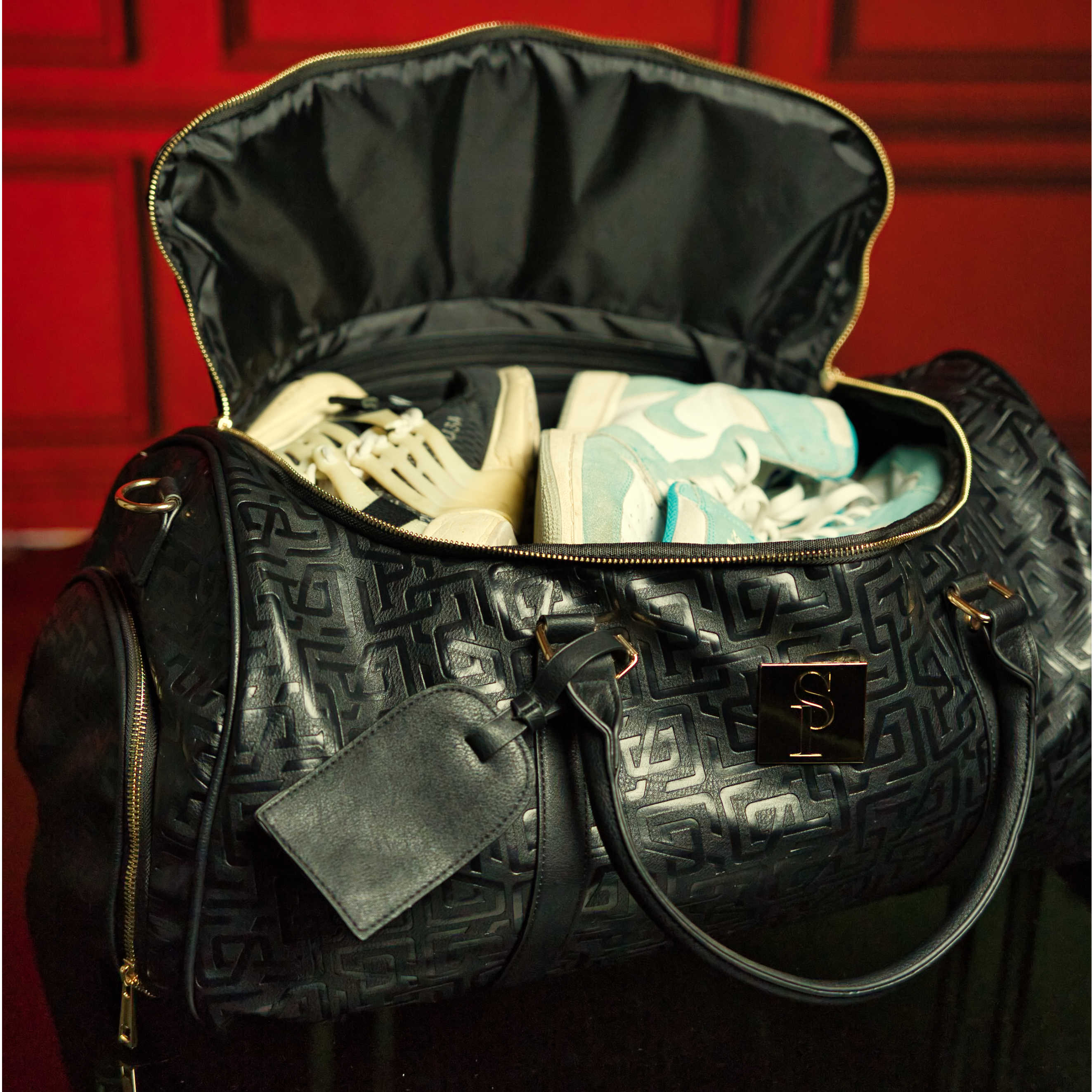 Black Monogram Leather Duffle Bag Luxury Line