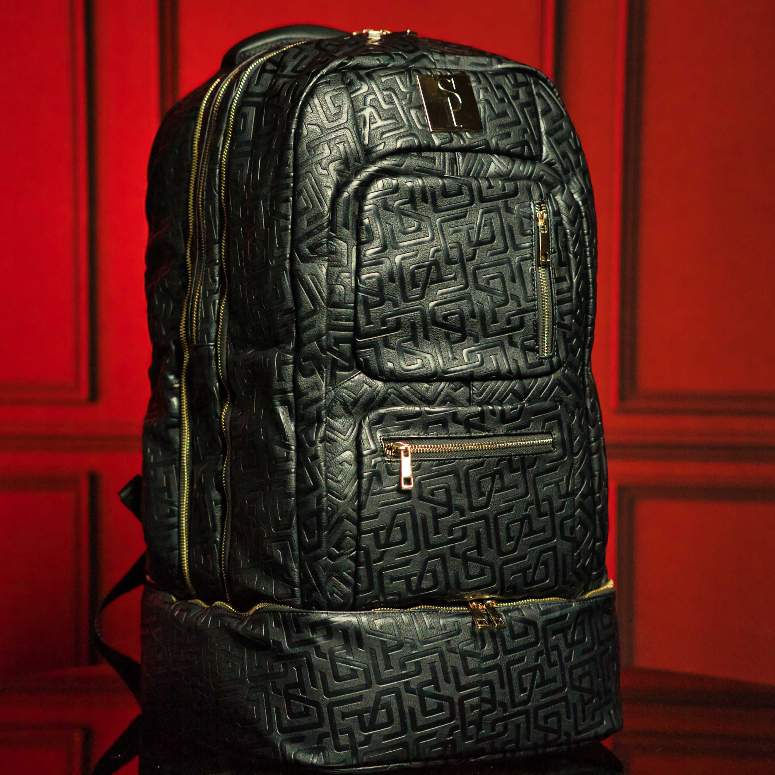Black Monogram Leather Luxury Carry-On Backpack (Patented Signature Design) - Sole Premise