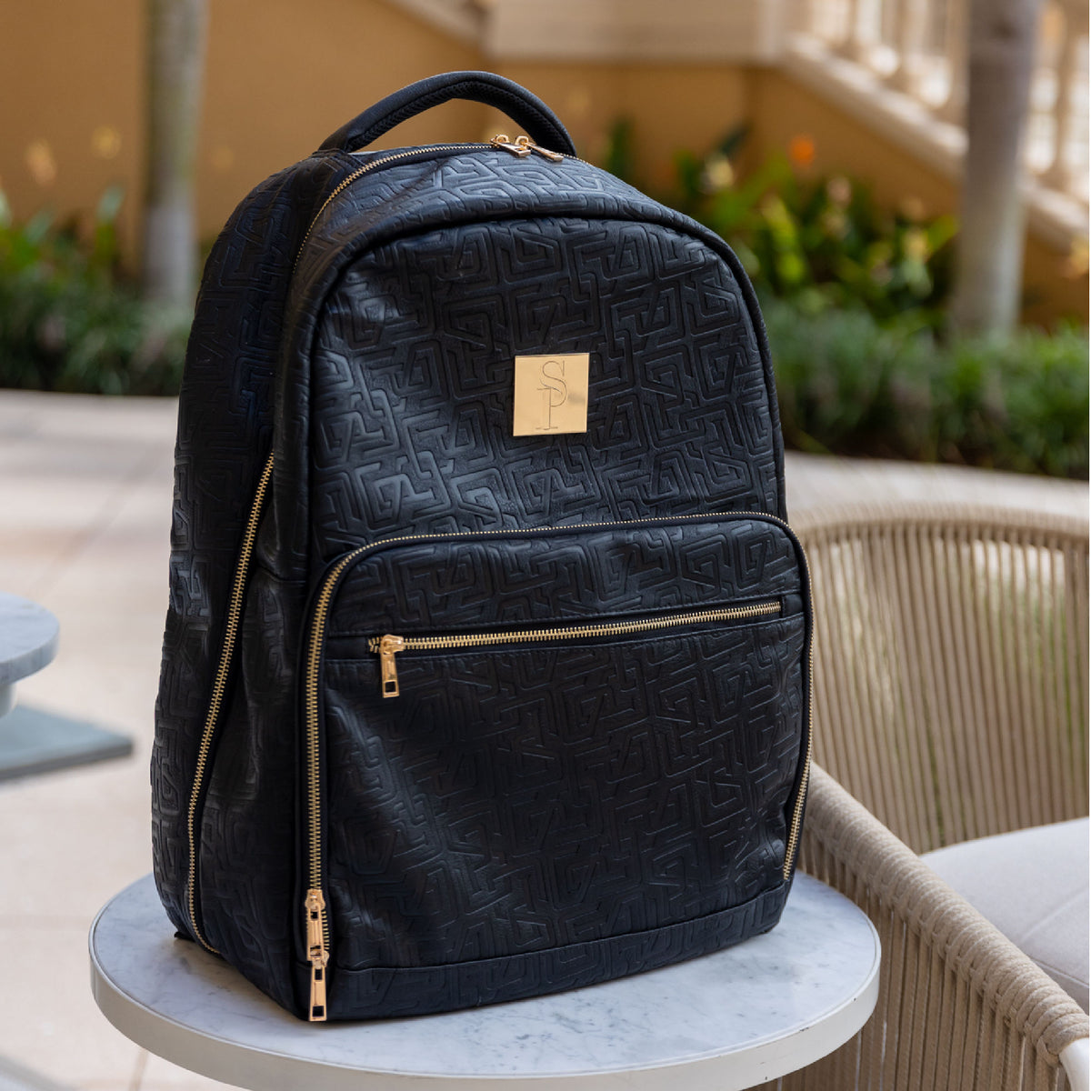 Black Monogram Leather Commuter Bag - Sole Premise