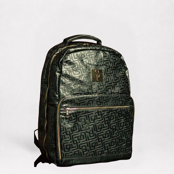 Black Monogram Leather Commuter Bag