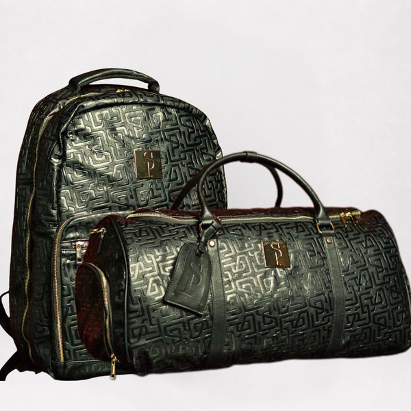 Monogram Leather 2 Bag Set (Commuter and Duffle)