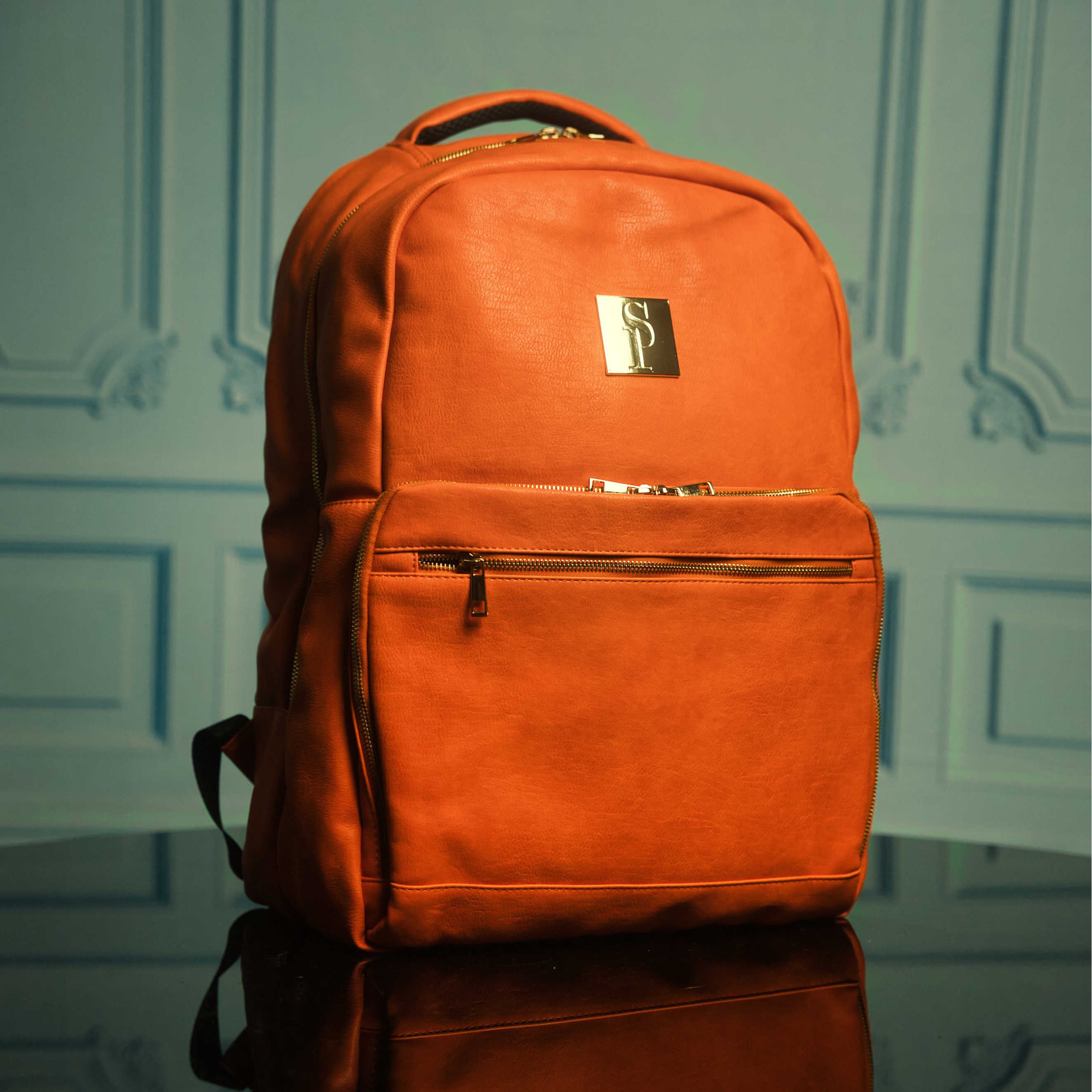 Orange Tumbled Leather Daily Commuter Bag - Sole Premise